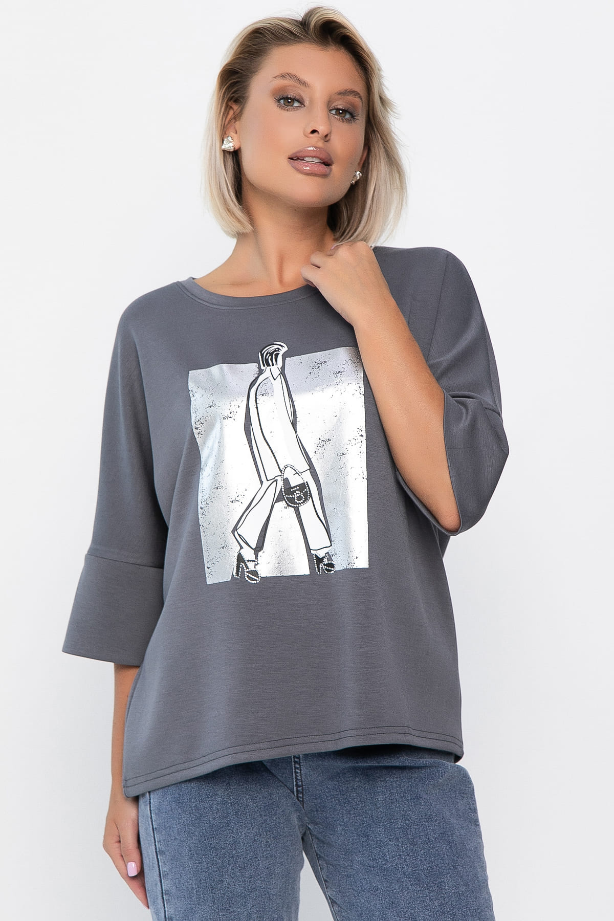 Блуза Фауст (серая) Б14203-20М