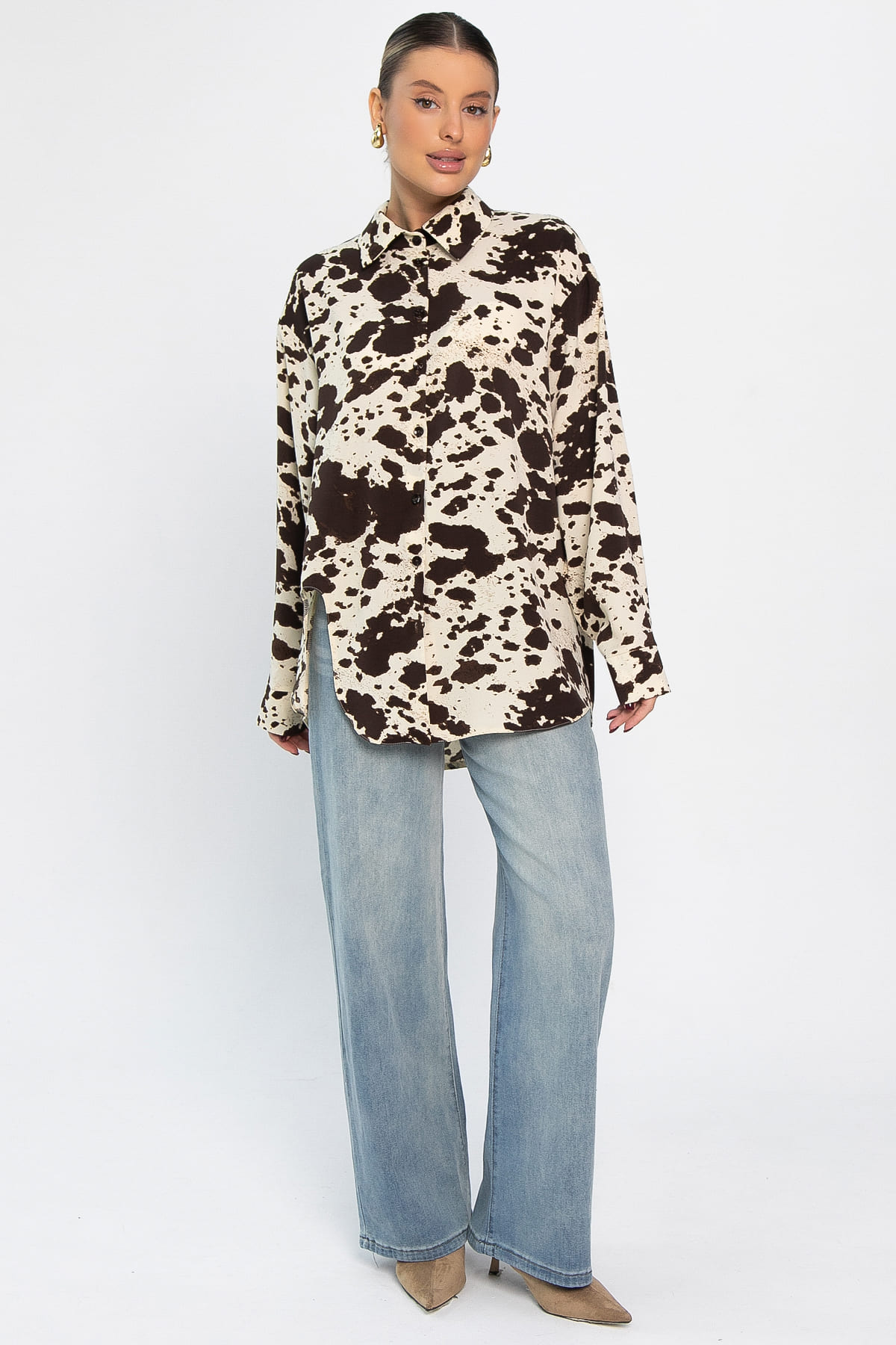 Блуза Тайна очарования (бело-коричневая) Б14432-5М