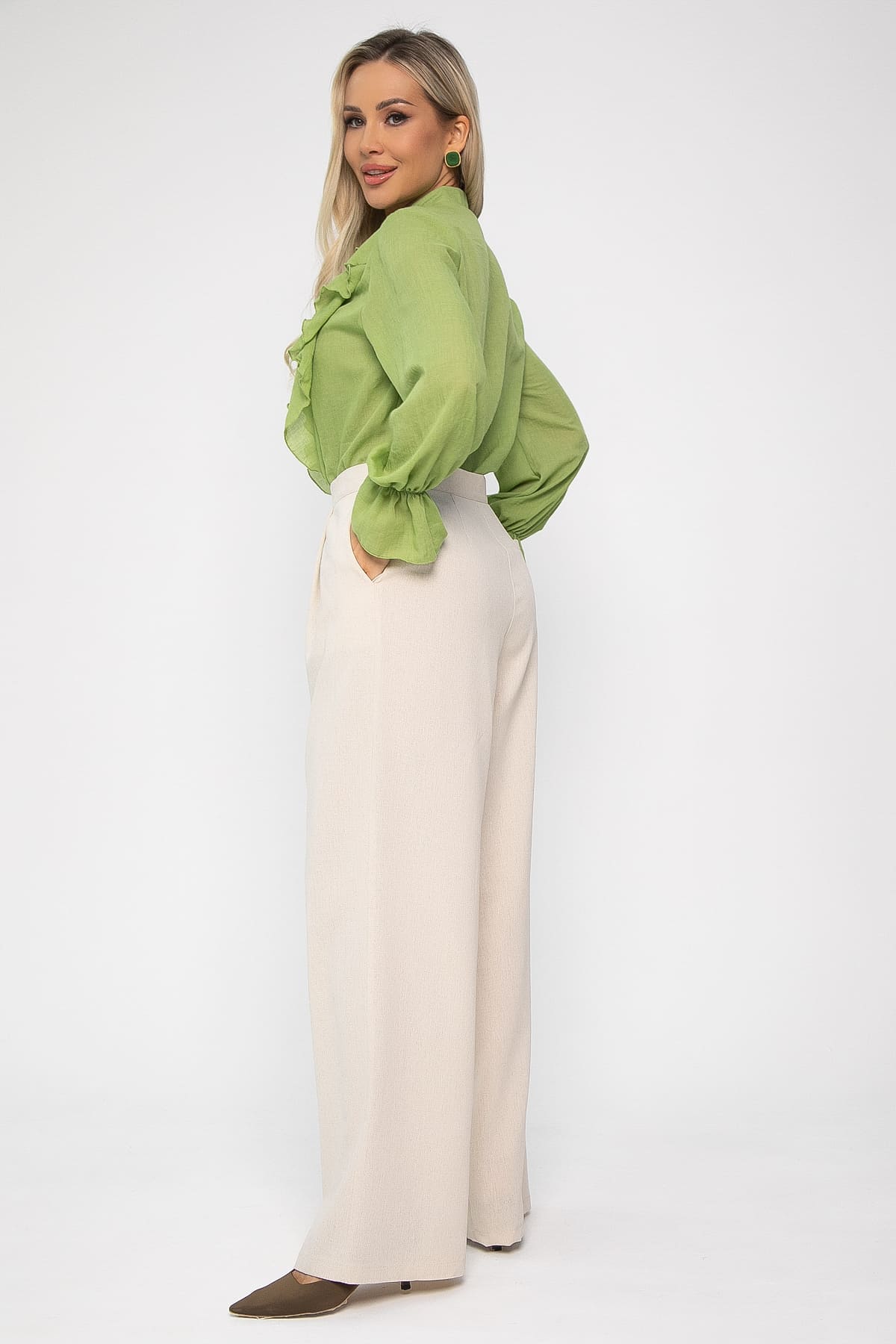 Брюки льняные Мэрлин (бежевые) Б15428-7М