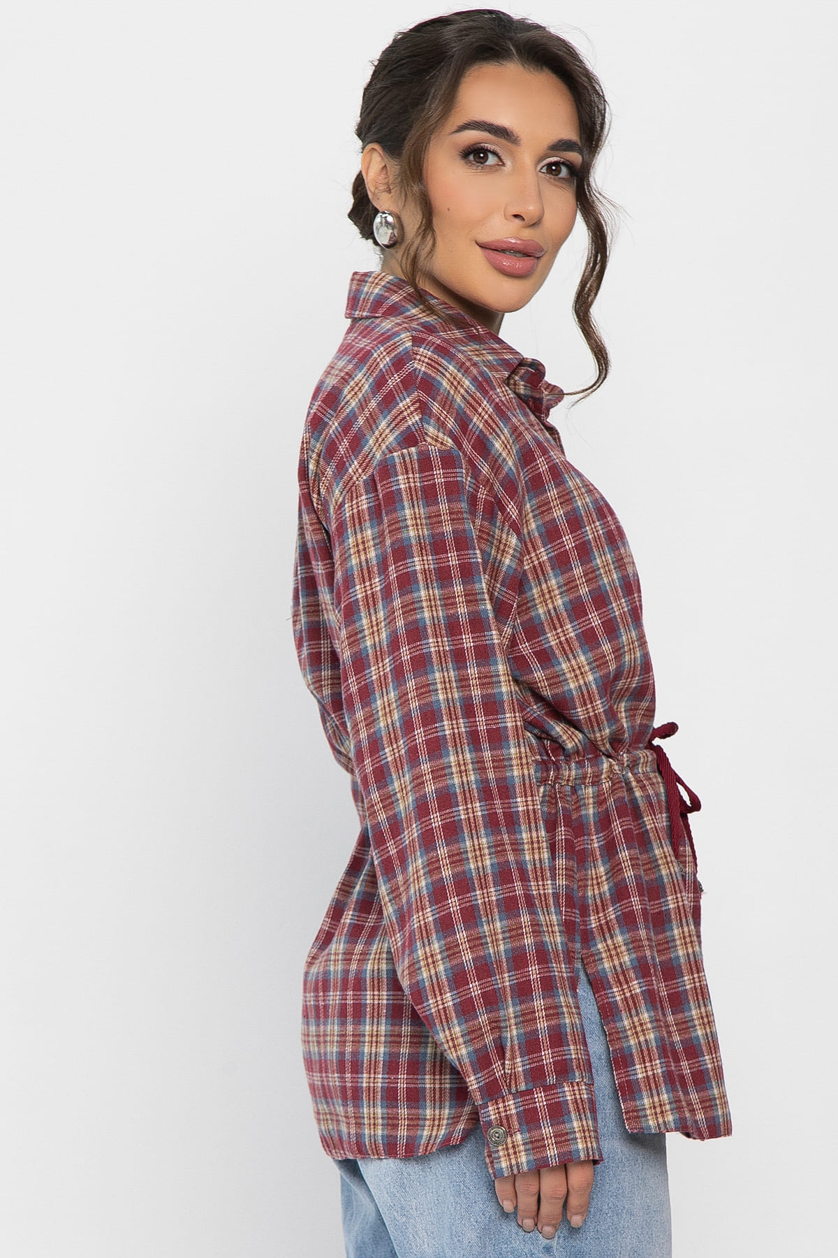 Рубашка хлопковая Джанет (винный) Б14274-4М