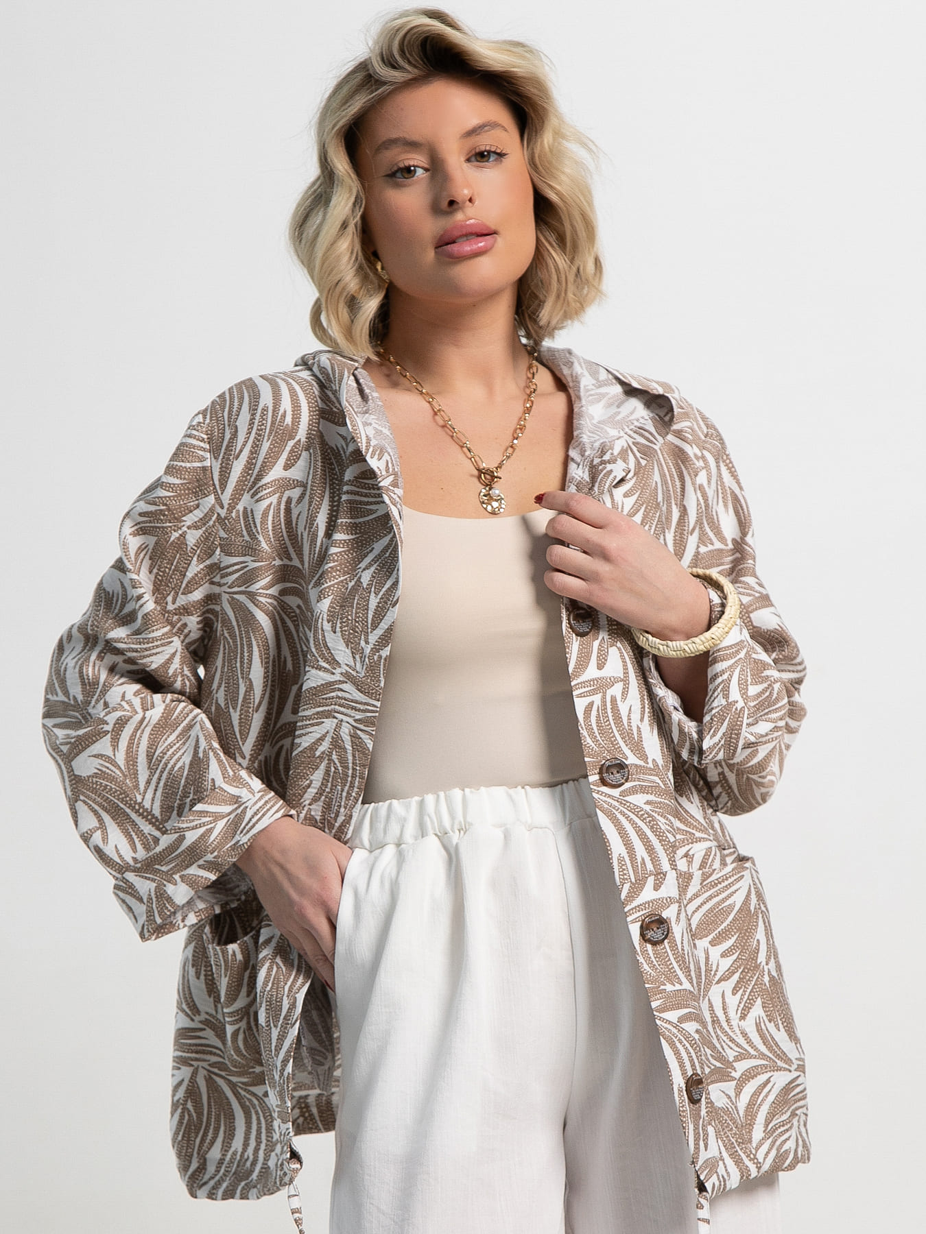 Пыльник Летний день (бело-коричневый) Б15152-8М