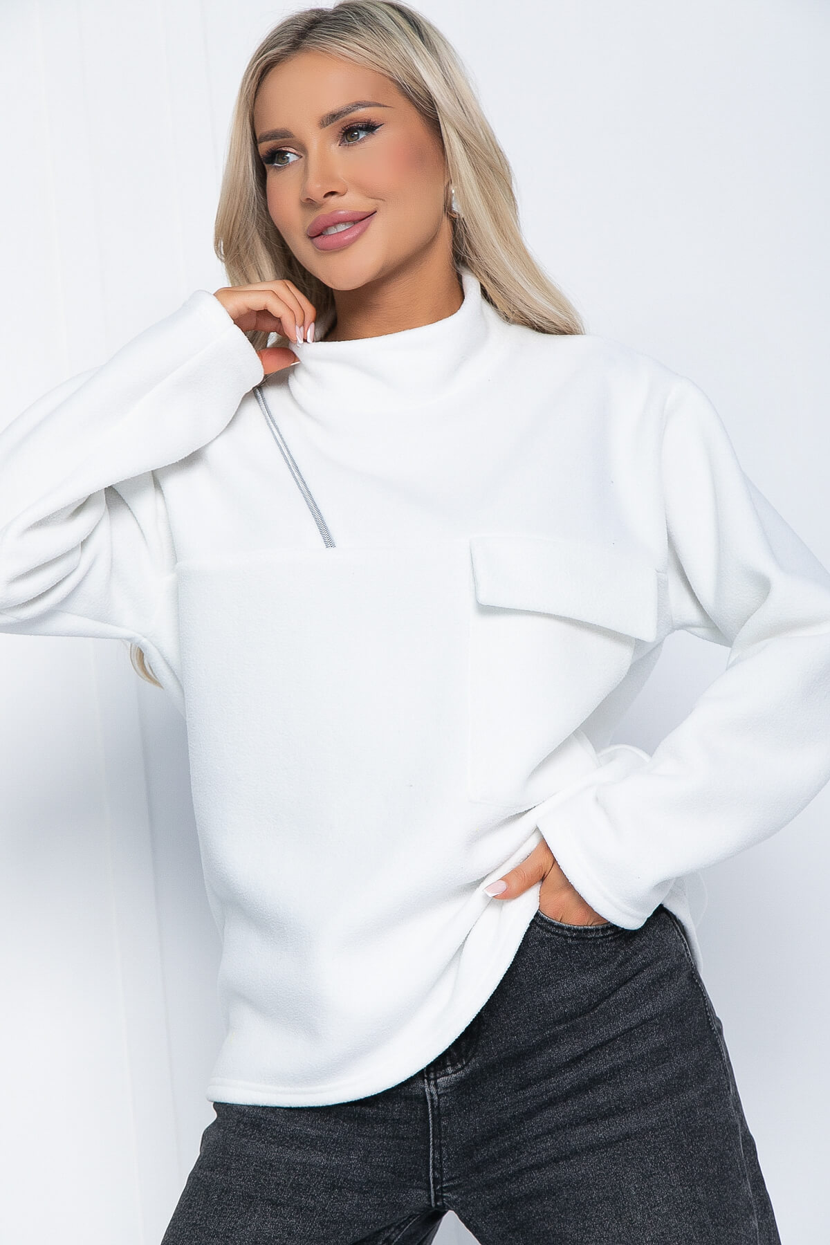 Свитшот Лори (белый) флисовый Б12555-7