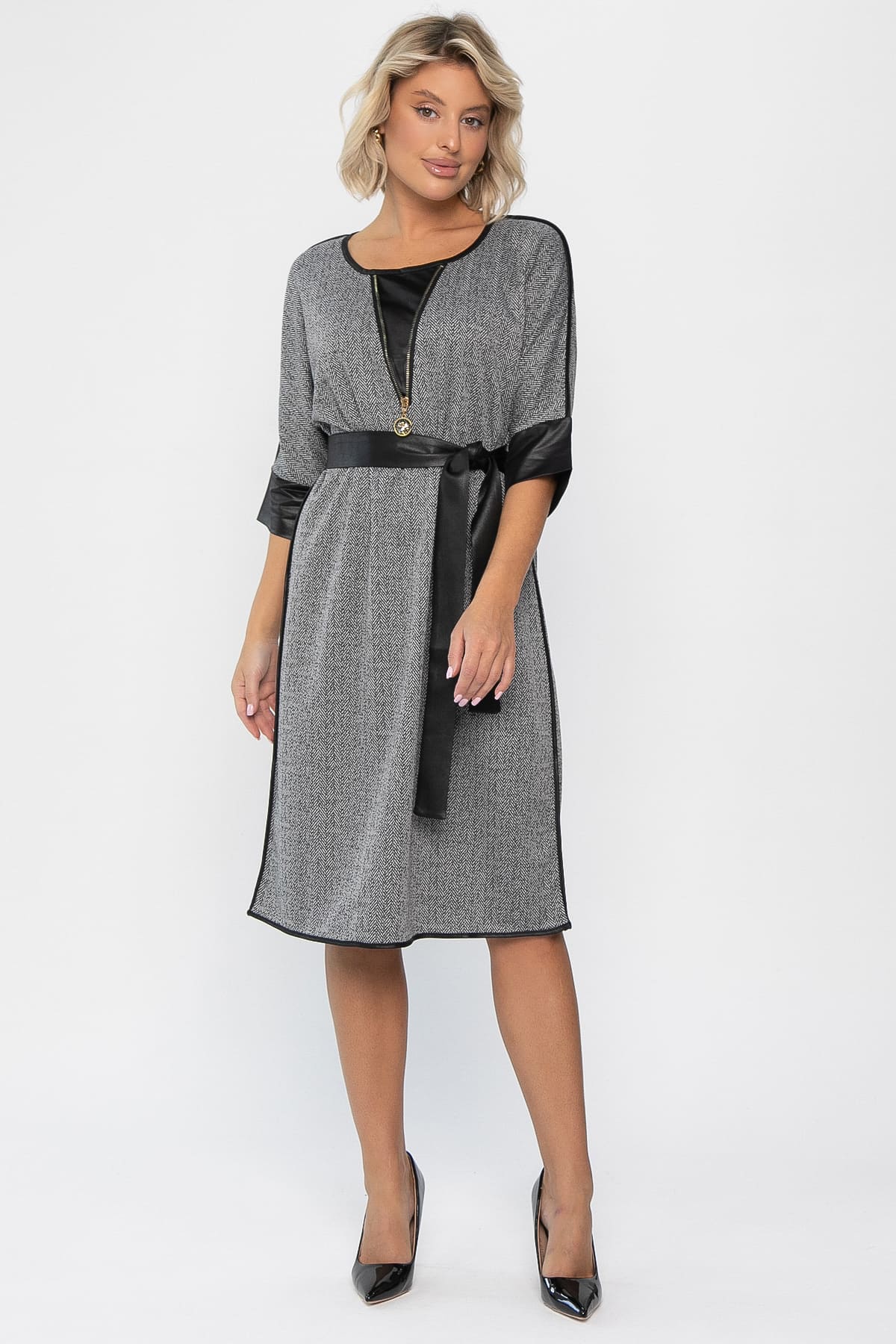 Платье Селин (серое) П11302