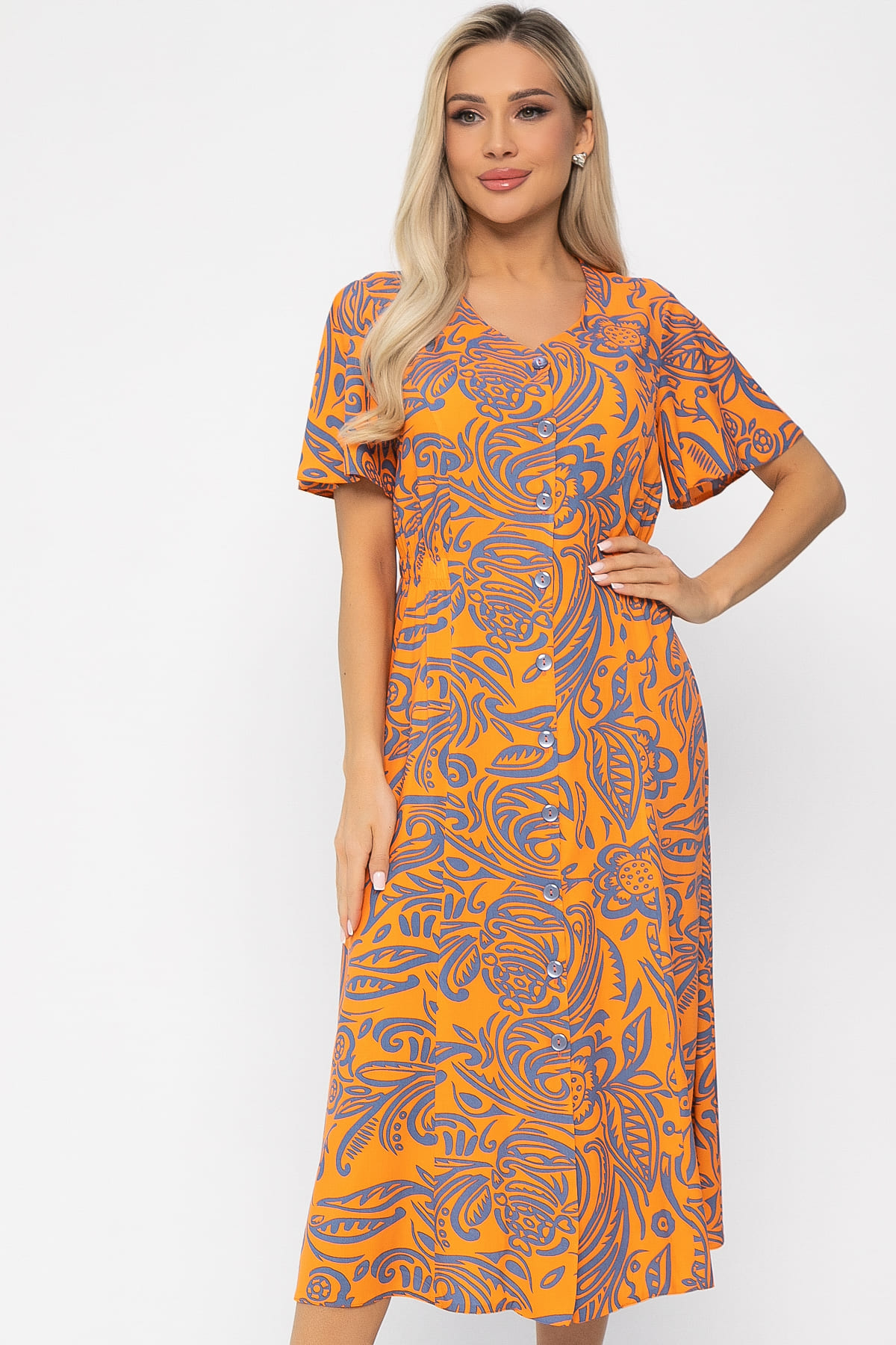 Платье Иоланда (оранжево-синее) П13677-5М