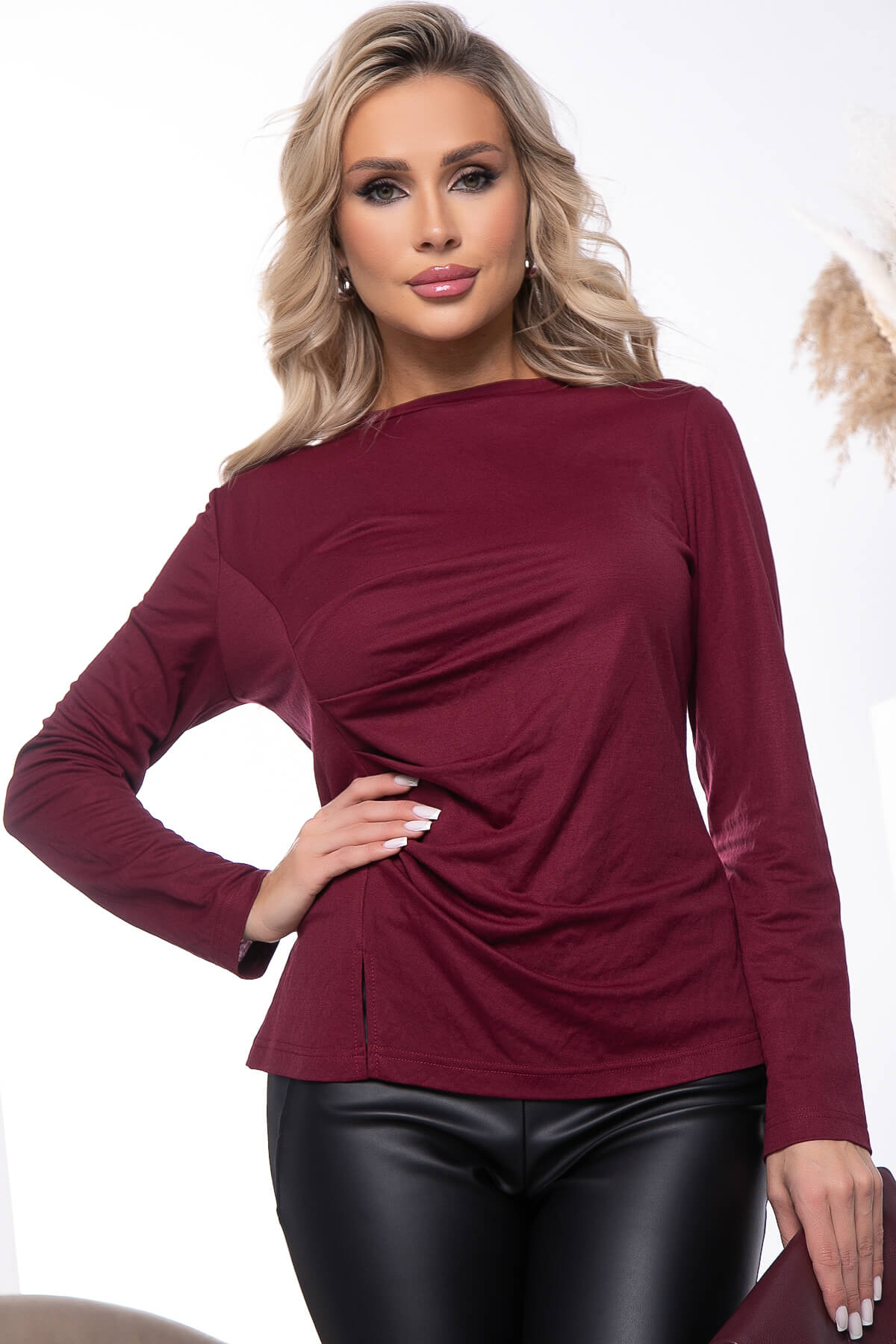 Лонгслив "Женевьева" (винный) Б7633