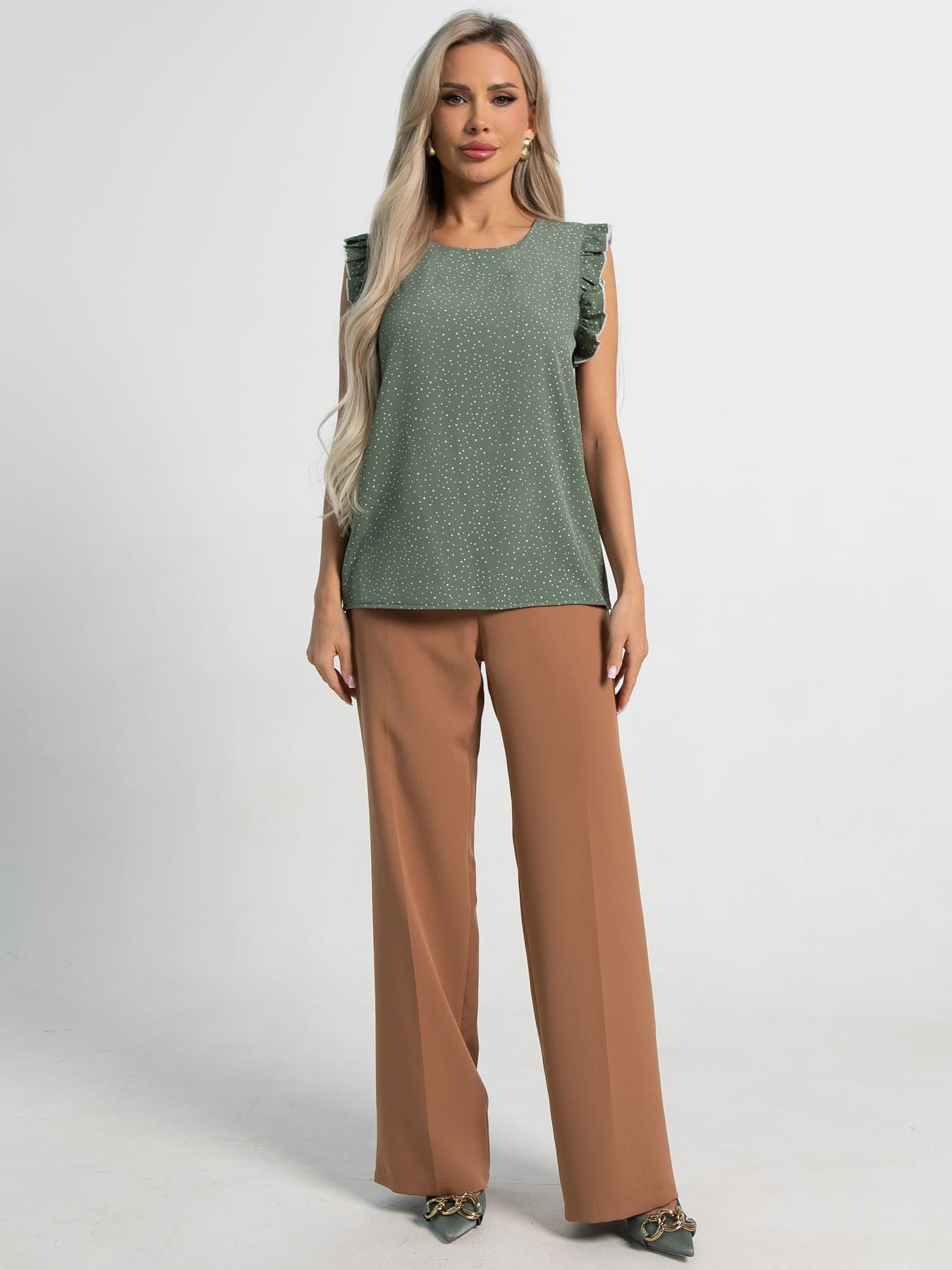 Блуза Карлотта (зеленая) Б15402-50М