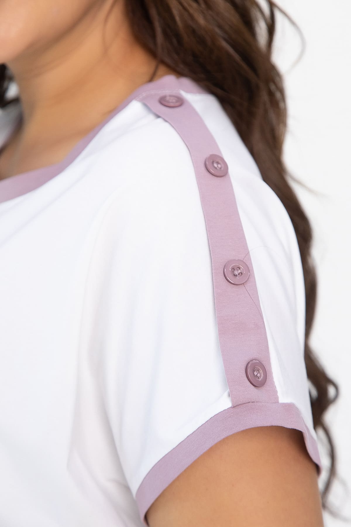 Блуза Далия (бело-сиреневая) Б13804-20М