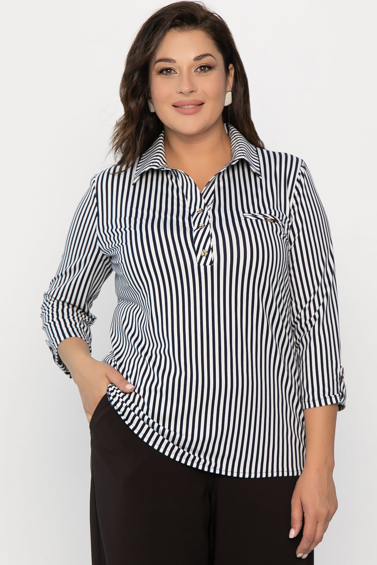 Рубашка в полоску Морячка (бело-синяя) Б14311-18М