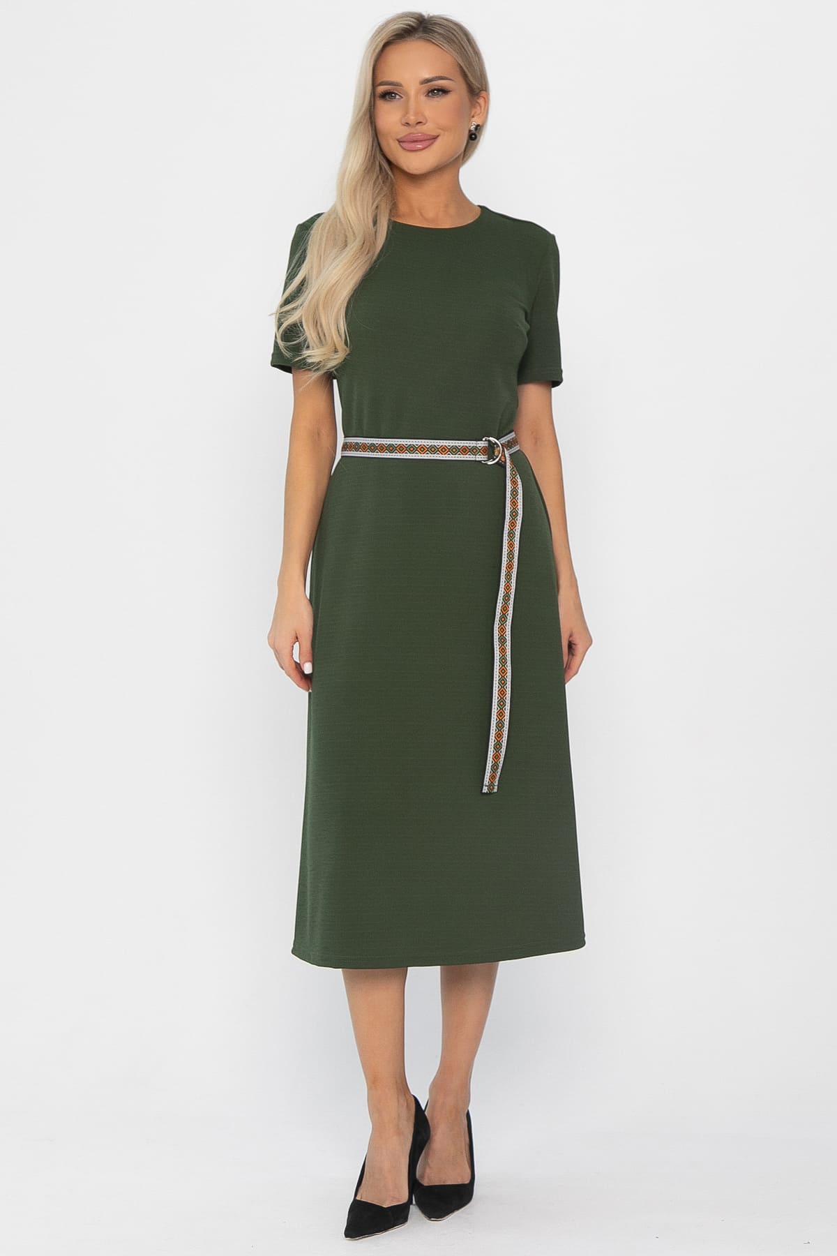 Платье трикотажное Парижанка (зеленое) П14415-10М