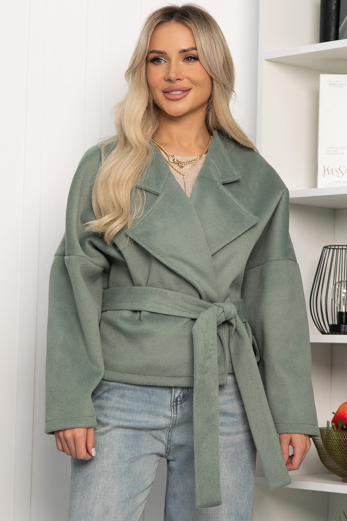 Пальто укороченное Хайт (фисташка) Б14339-7М