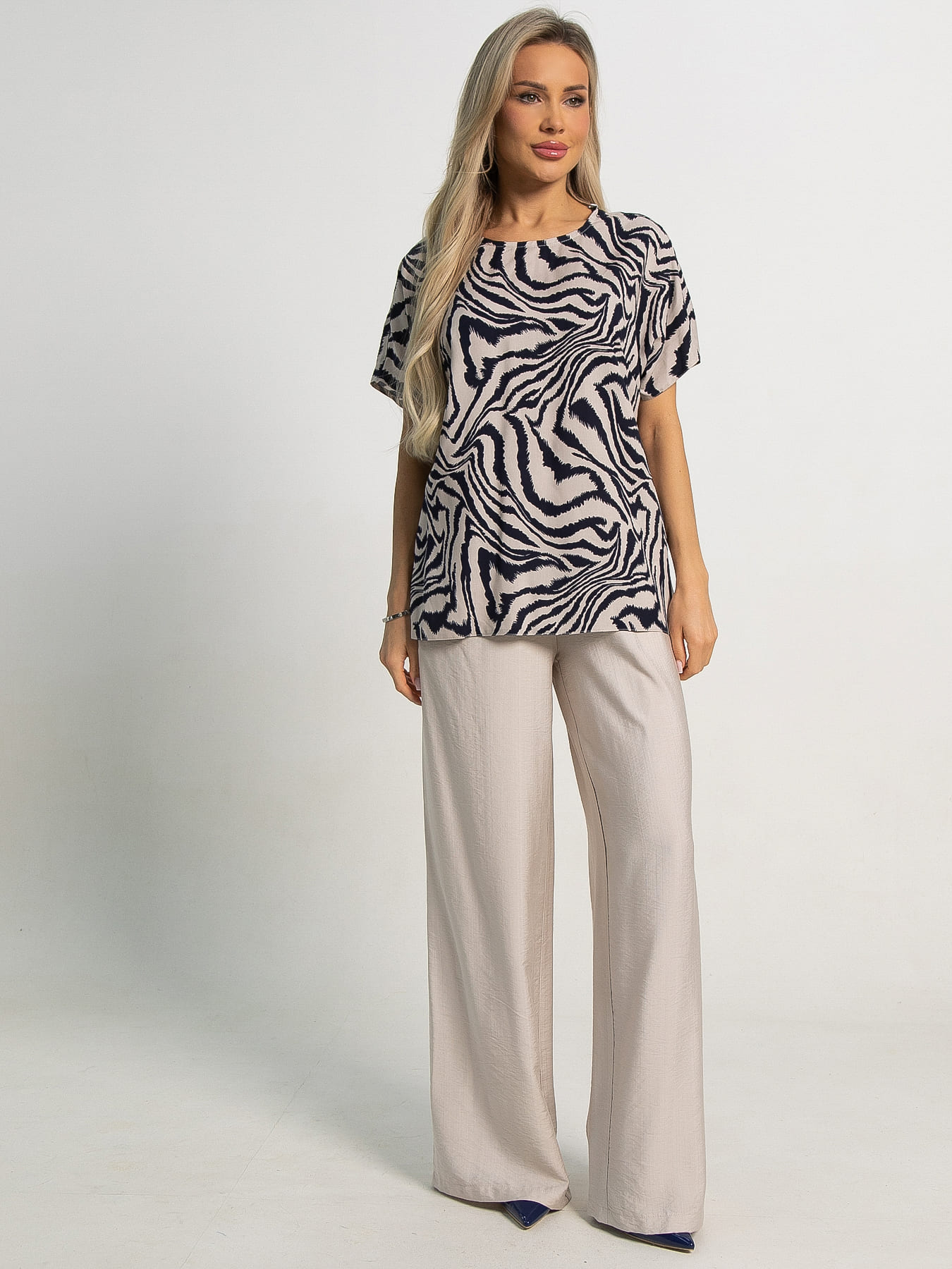 Костюм Яркие планы (бежево-синий) К15640-30М