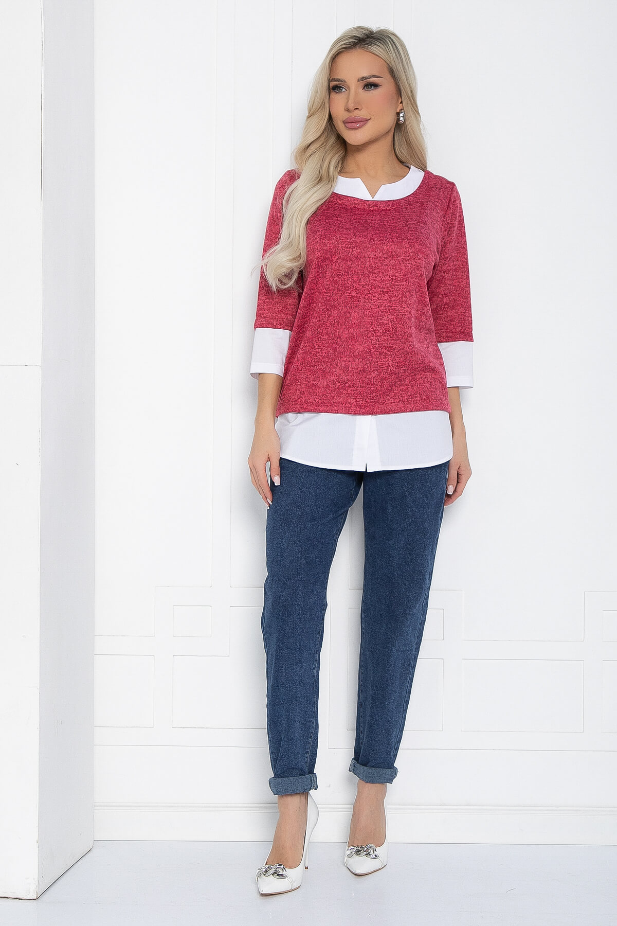 Джемпер Нежный акцент (коралловый) Б12617-4