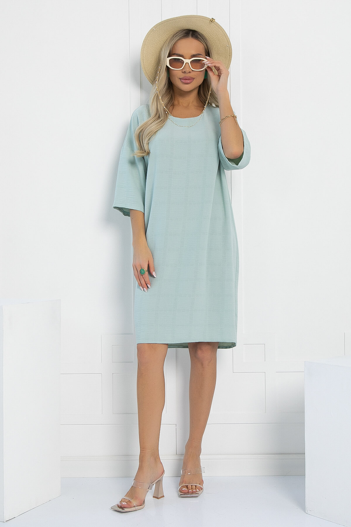 Платье футболка (мята) П13036-34М