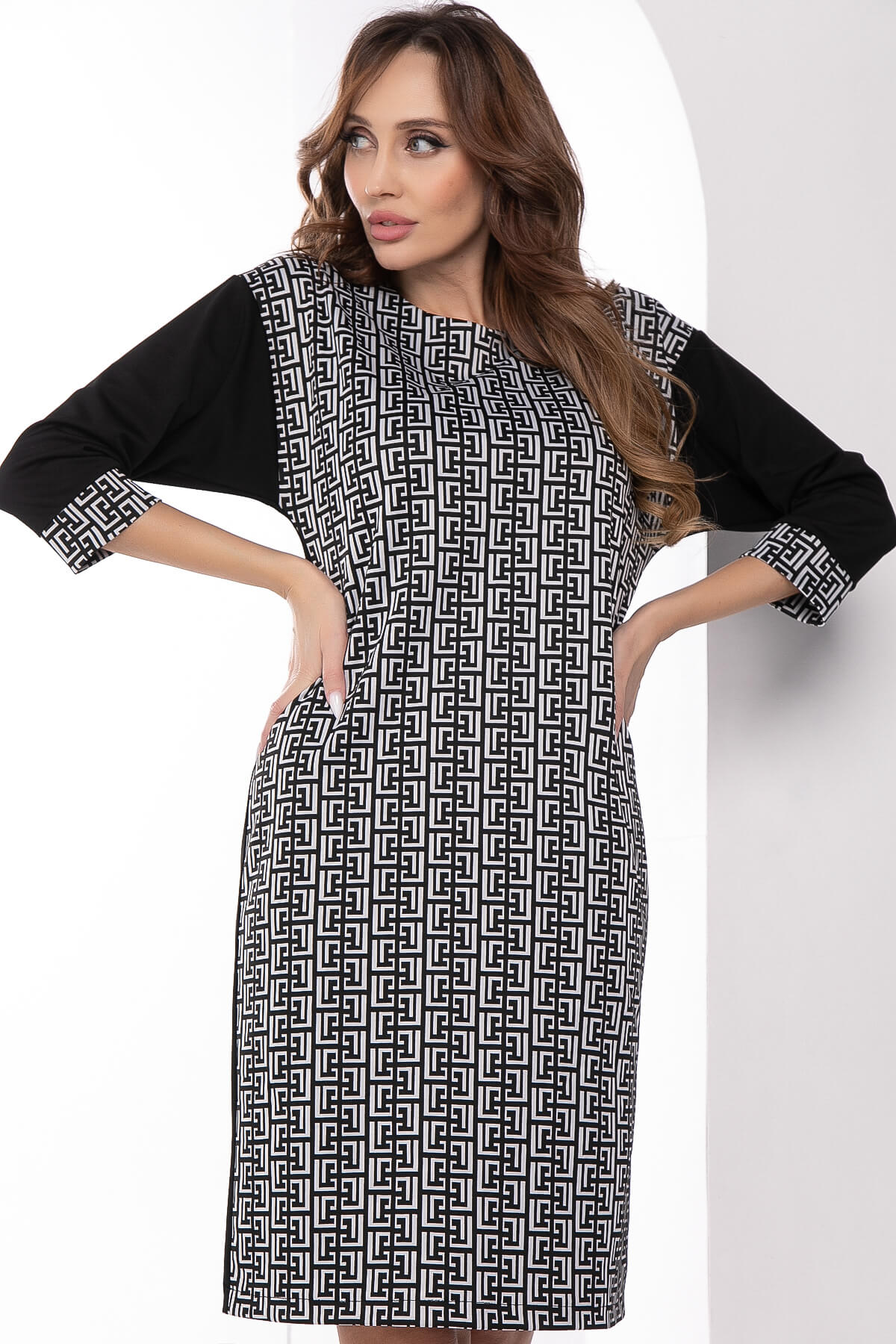 Платье "Греция" (черно-белое) П8366