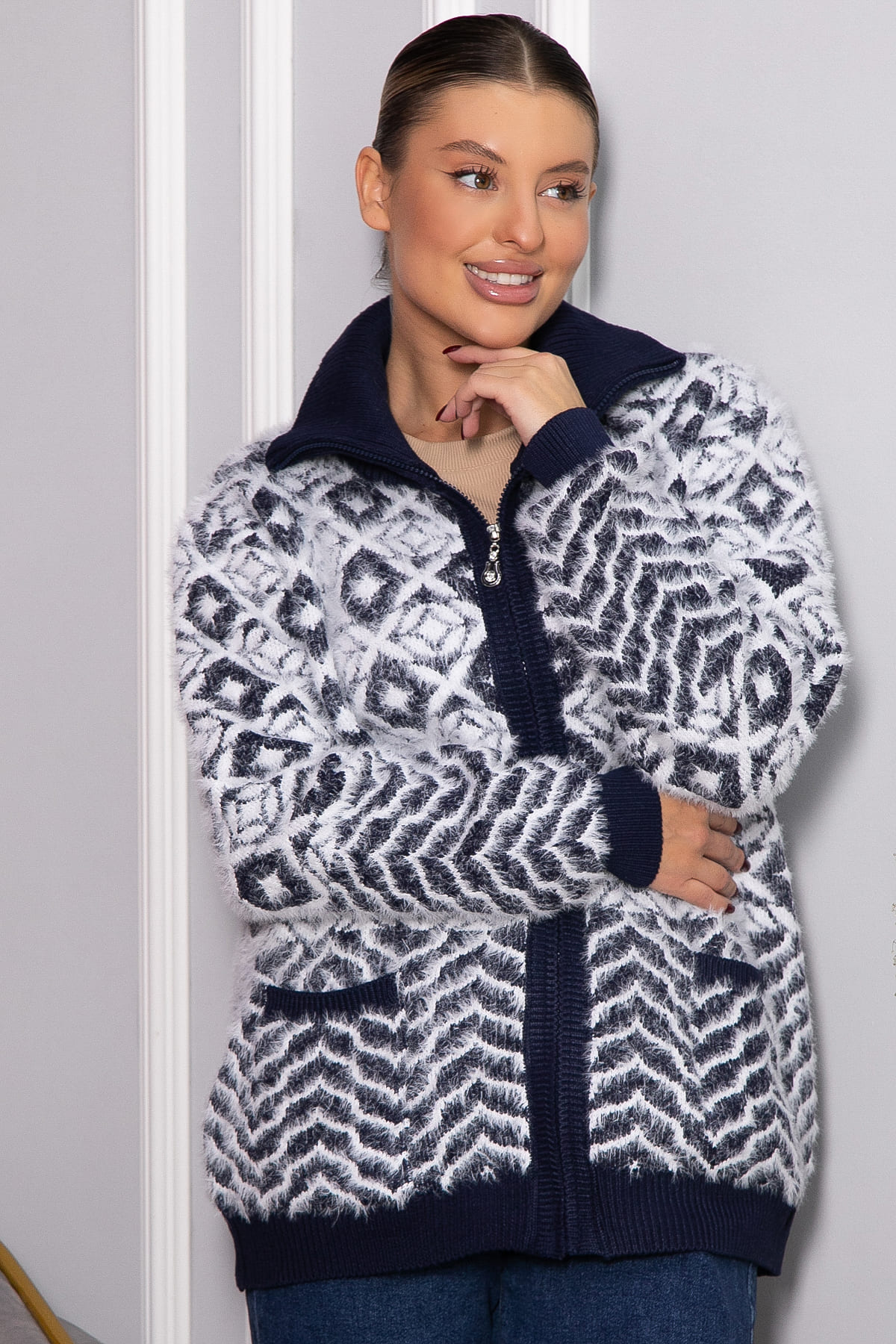 Свитер на молнии Сканди НЬЮ (синий) Б14402-20М