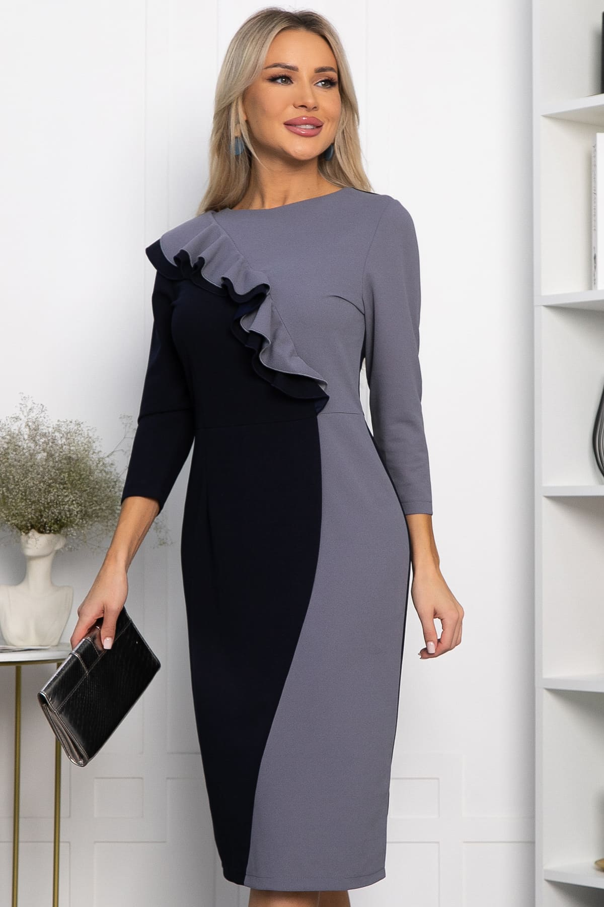 Платье Эванесса (серо-синие) П12745-35М