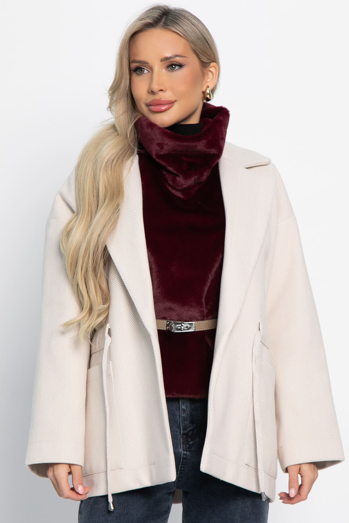 Пальто-пиджак (бежевый) Б15086-7М