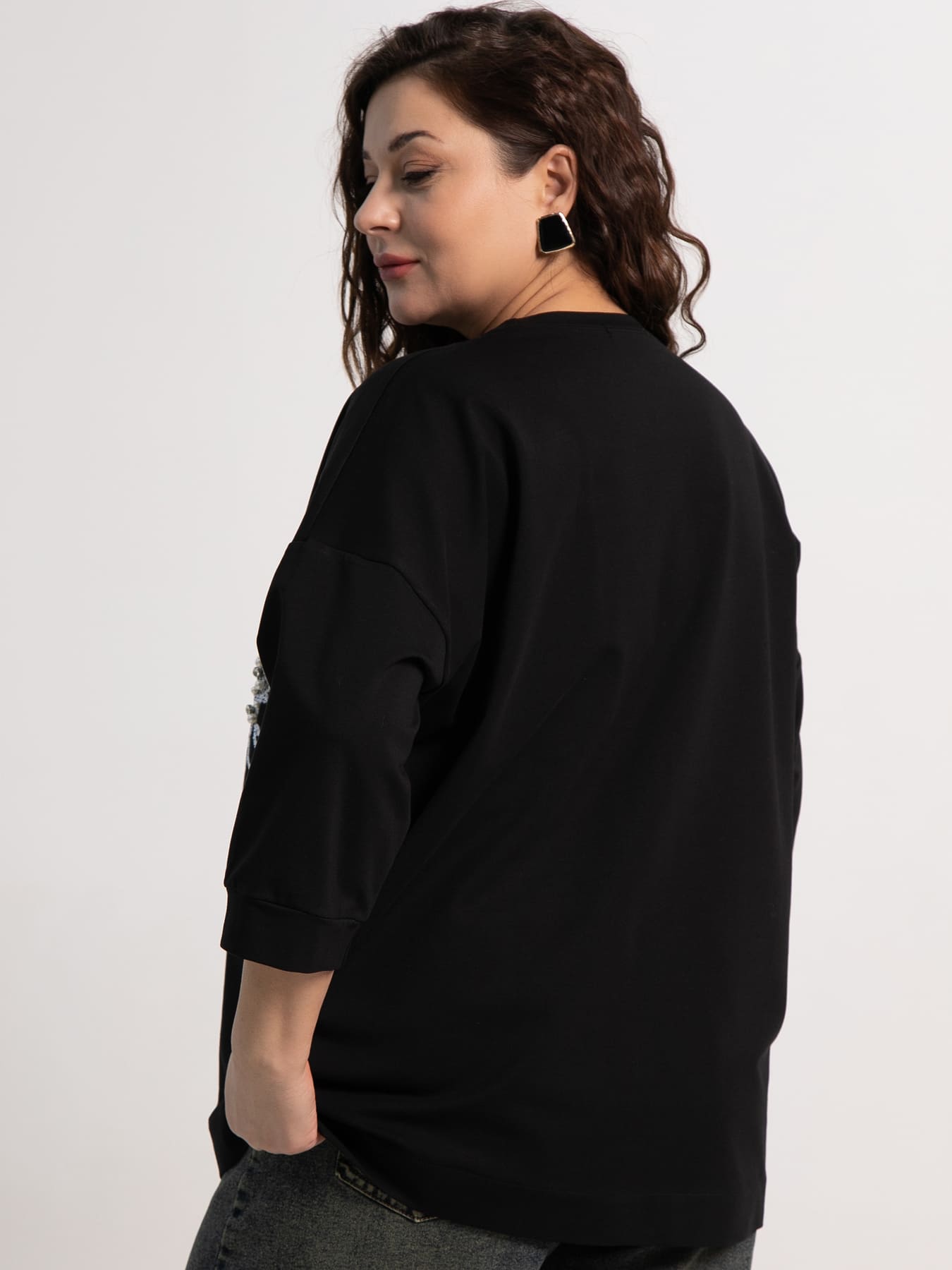 Блуза Цветочная рапсодия (черная) Б15311-18М