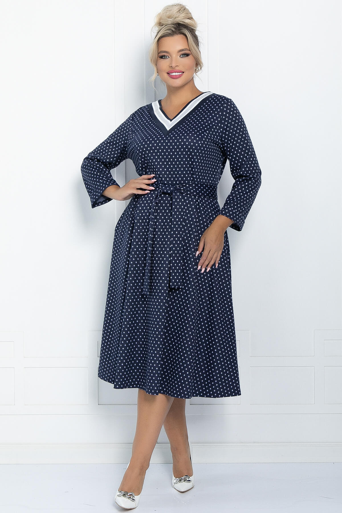 Платье Осенняя история (синее) П11227