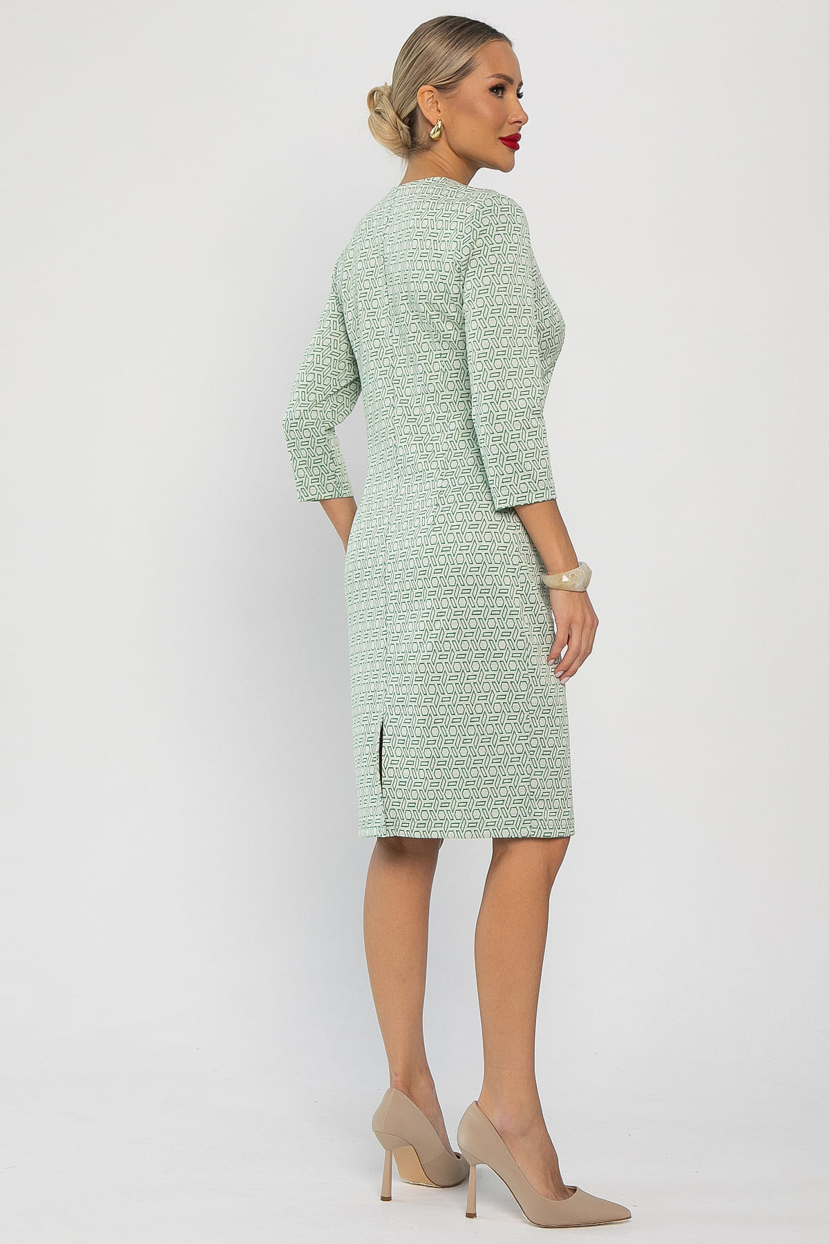 Платье Леди Мери НЬЮ (бежево-салатовое) П13667-19М