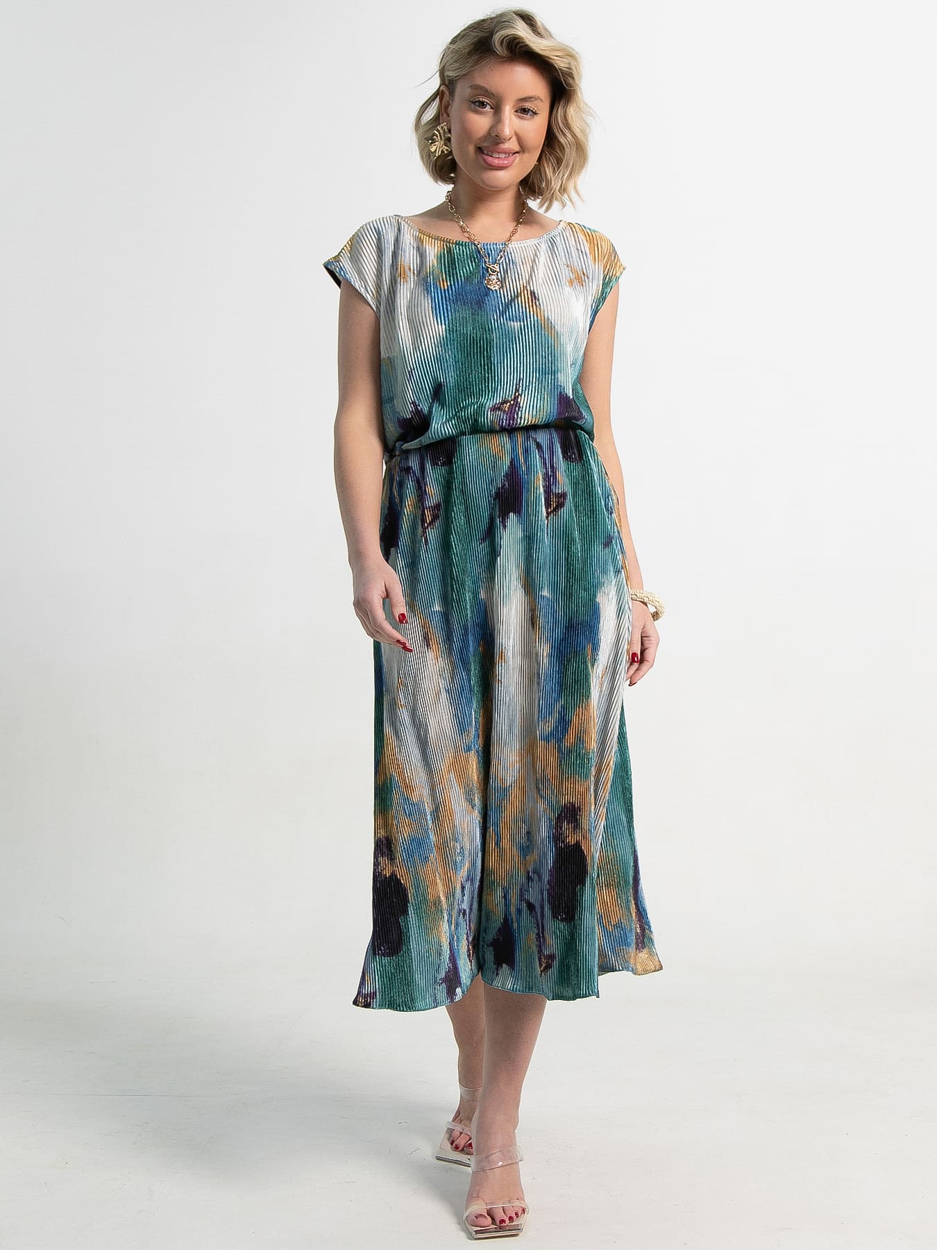 Костюм с юбкой Вайнона (зеленый) К15119-10М