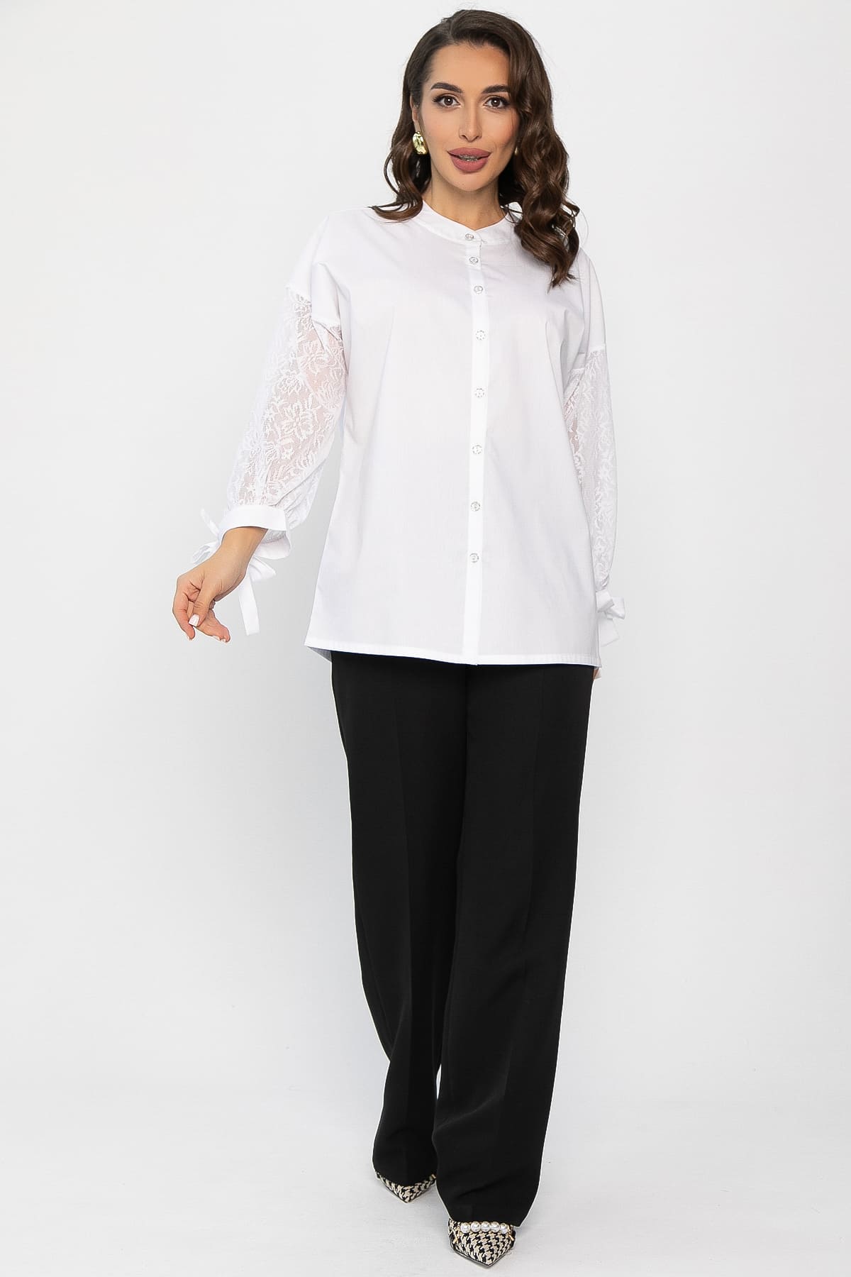 Блуза с завязками Ажур (белая) Б14386-10М