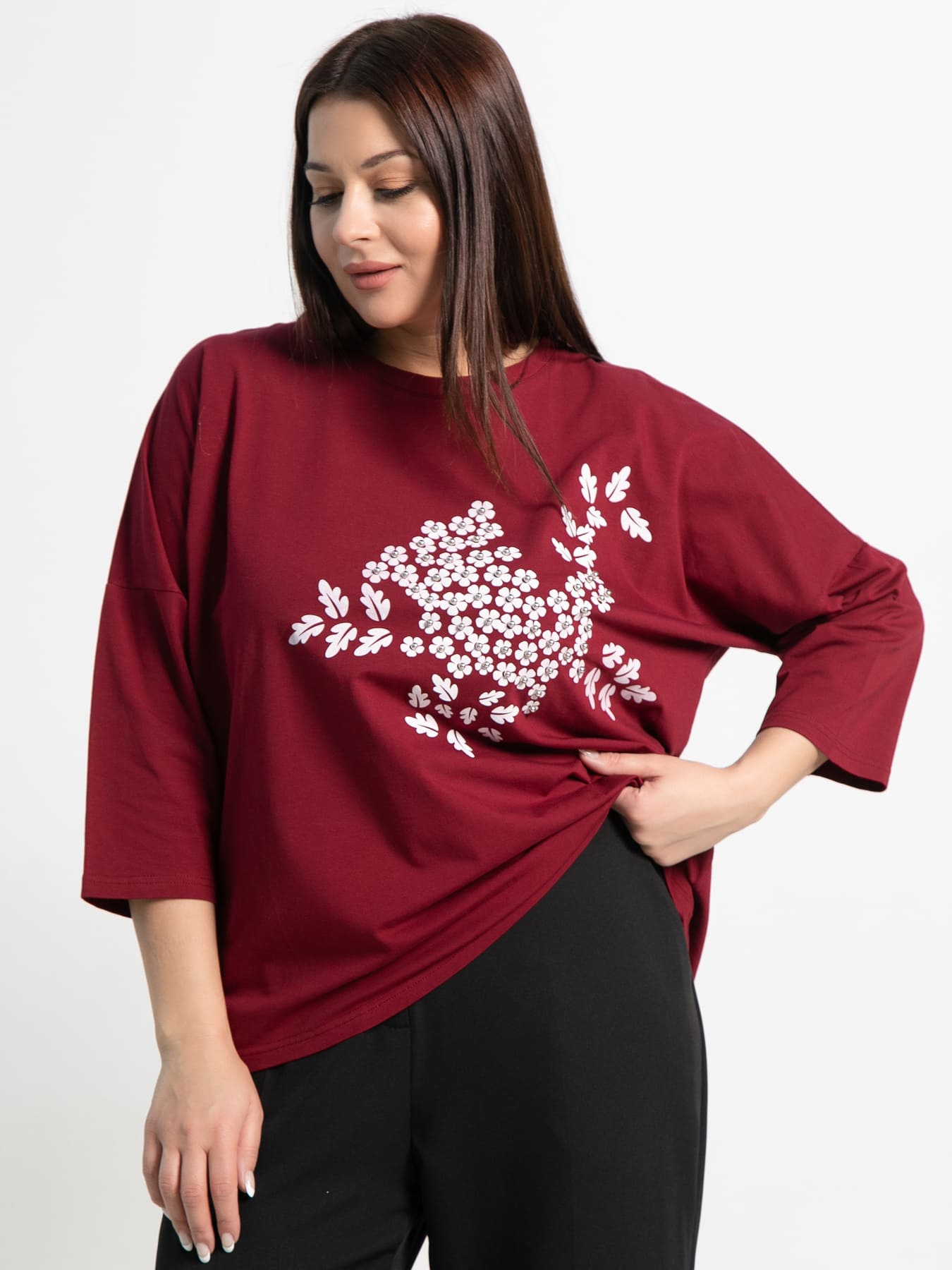 Блуза Ромашка (бордовая) Б15383-24М