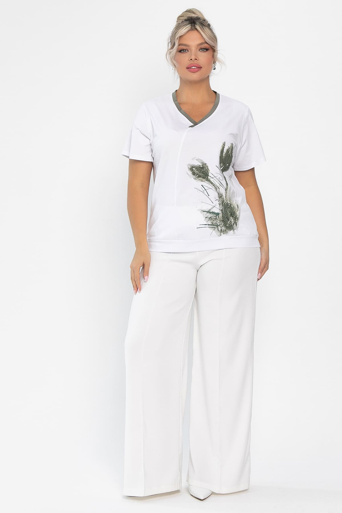 Блуза Лотус НЬЮ (белая/хаки) Б13976-20М