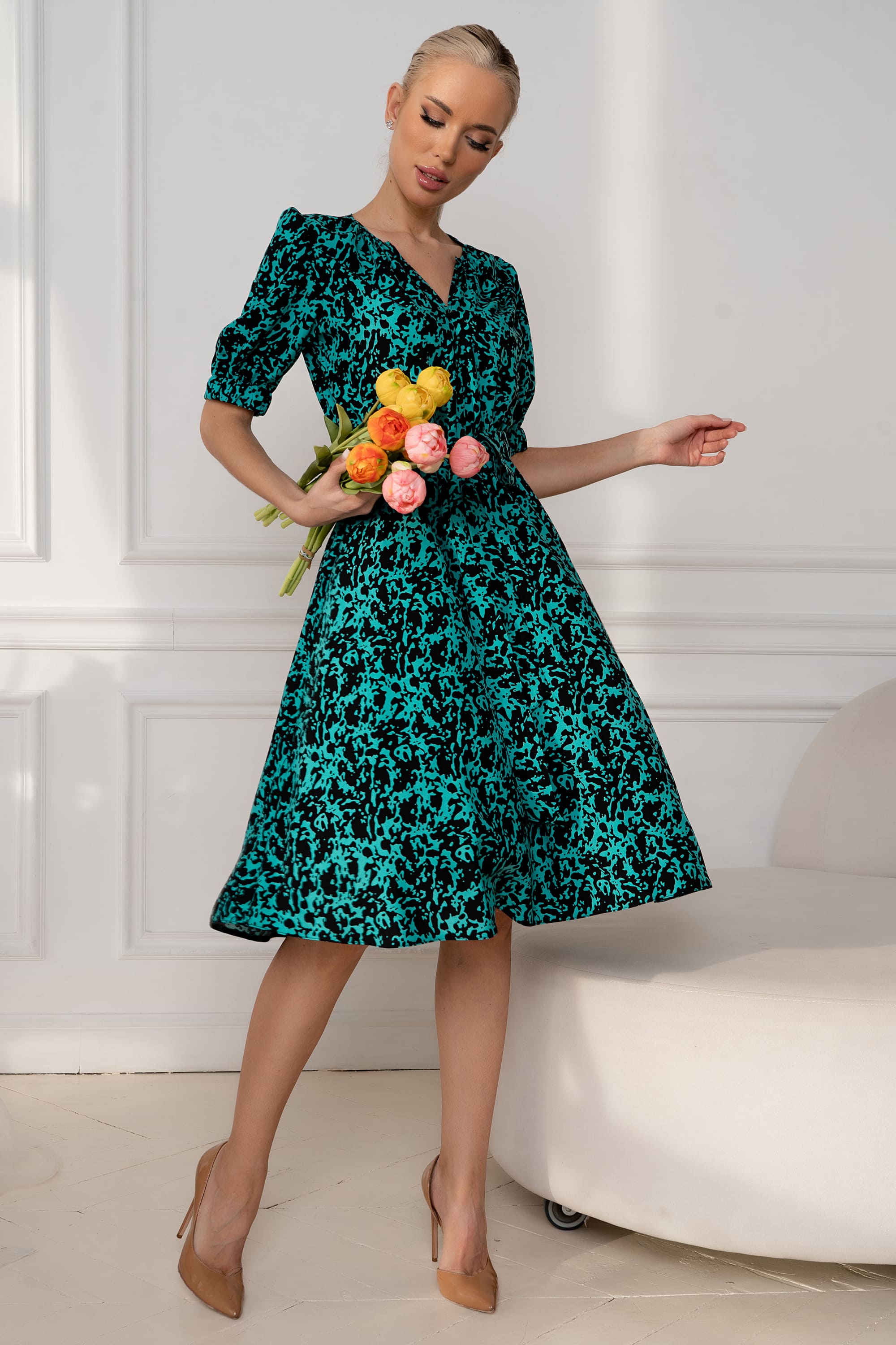 Платье Лагуна (зеленое) П13442-45М