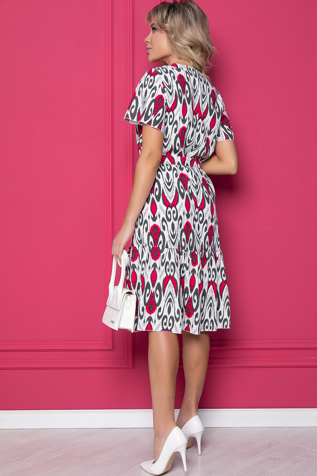 Платье "Малика" (бело-красное) П8832