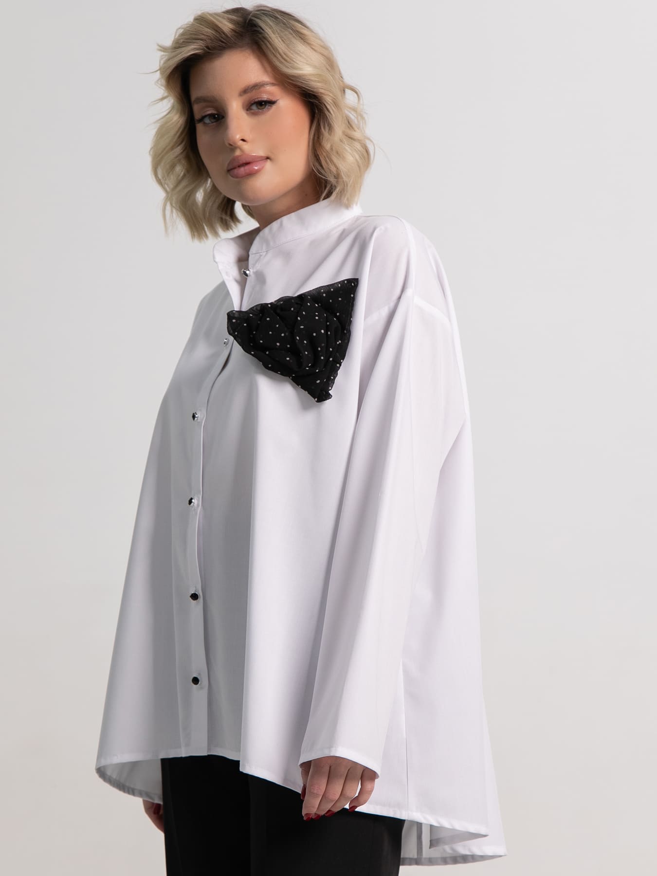 Блуза Луиза (бело-черная) Б15188-39М