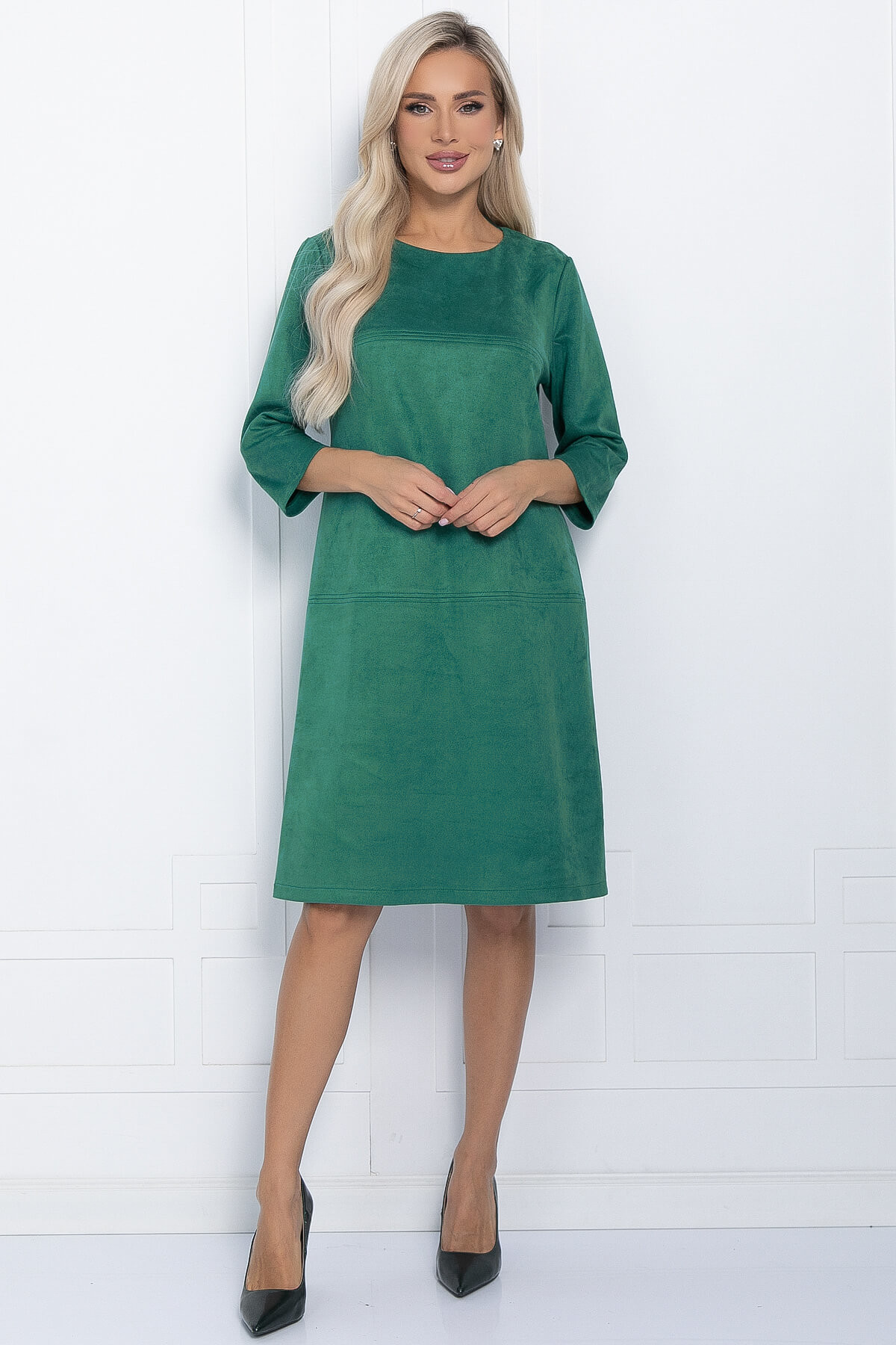 Платье Элегантная простота (зеленое) П11239