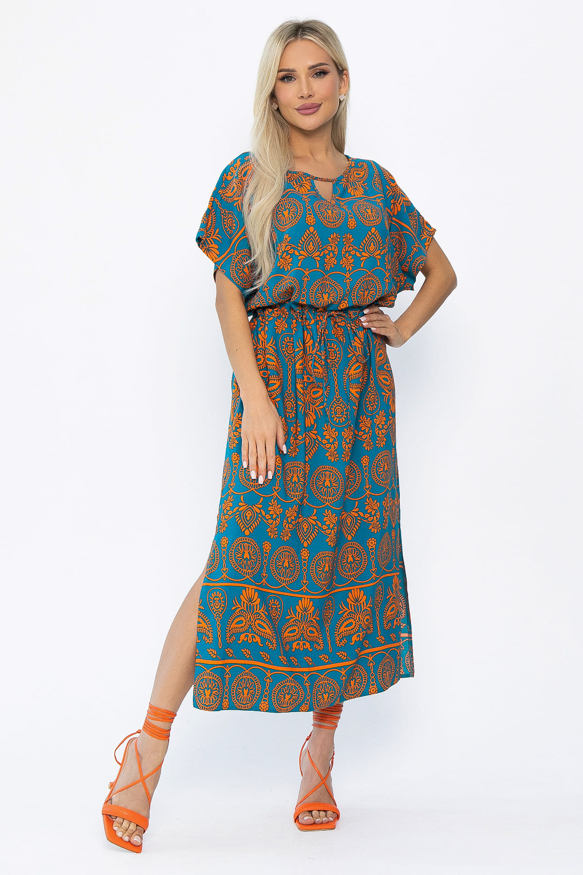 Платье Вистерия (лазурно-оранжевое) П15347-5М