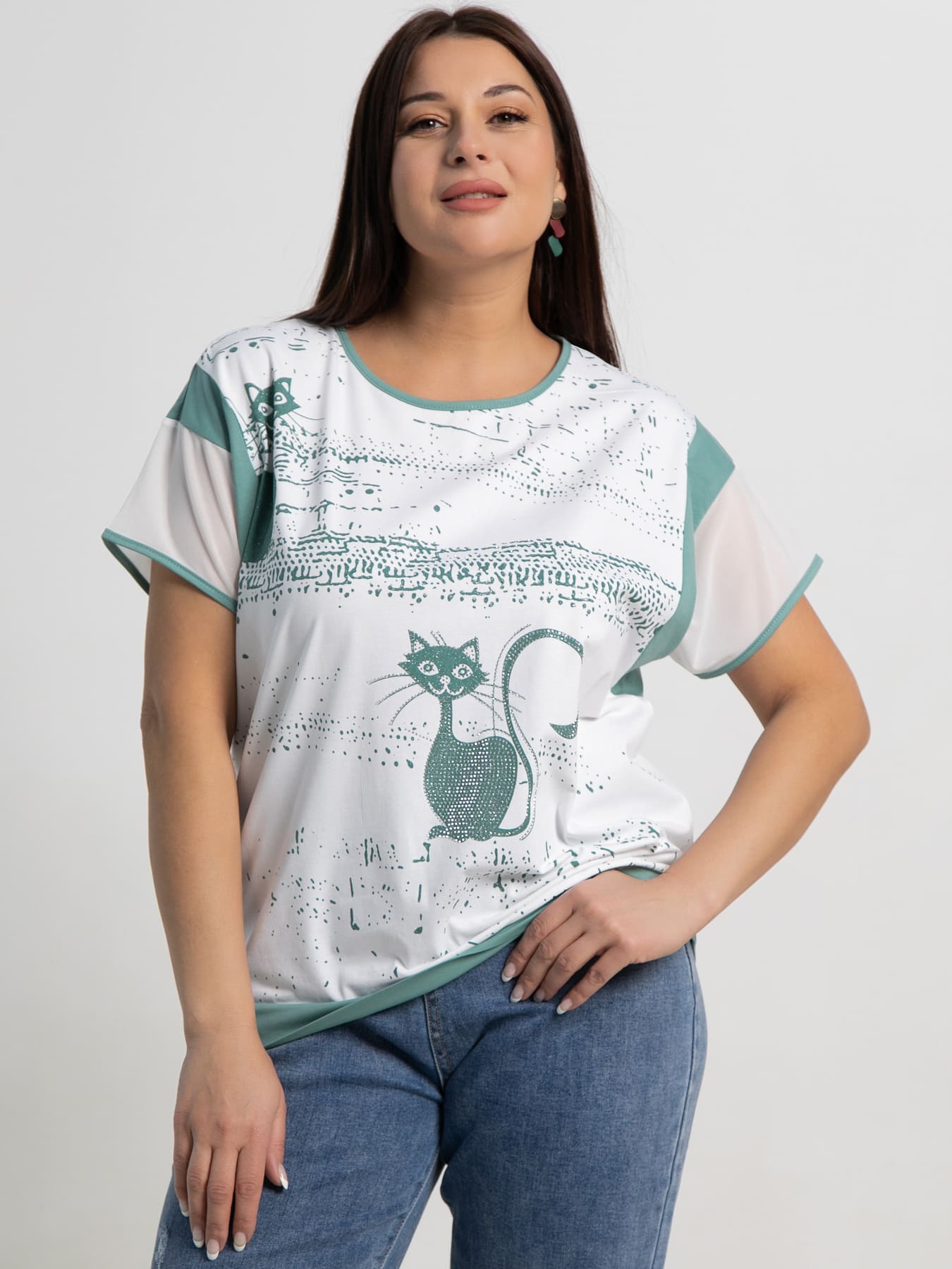 Блуза Алтея (белая/олива) Б15364-20М