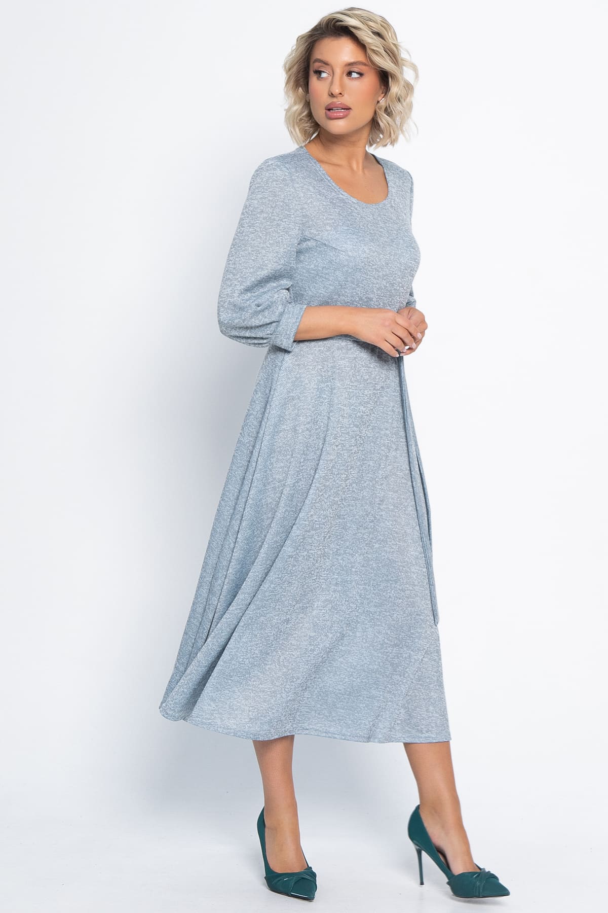 Платье трикотажное Ирина НЬЮ (голубой меланж) П15027-9М