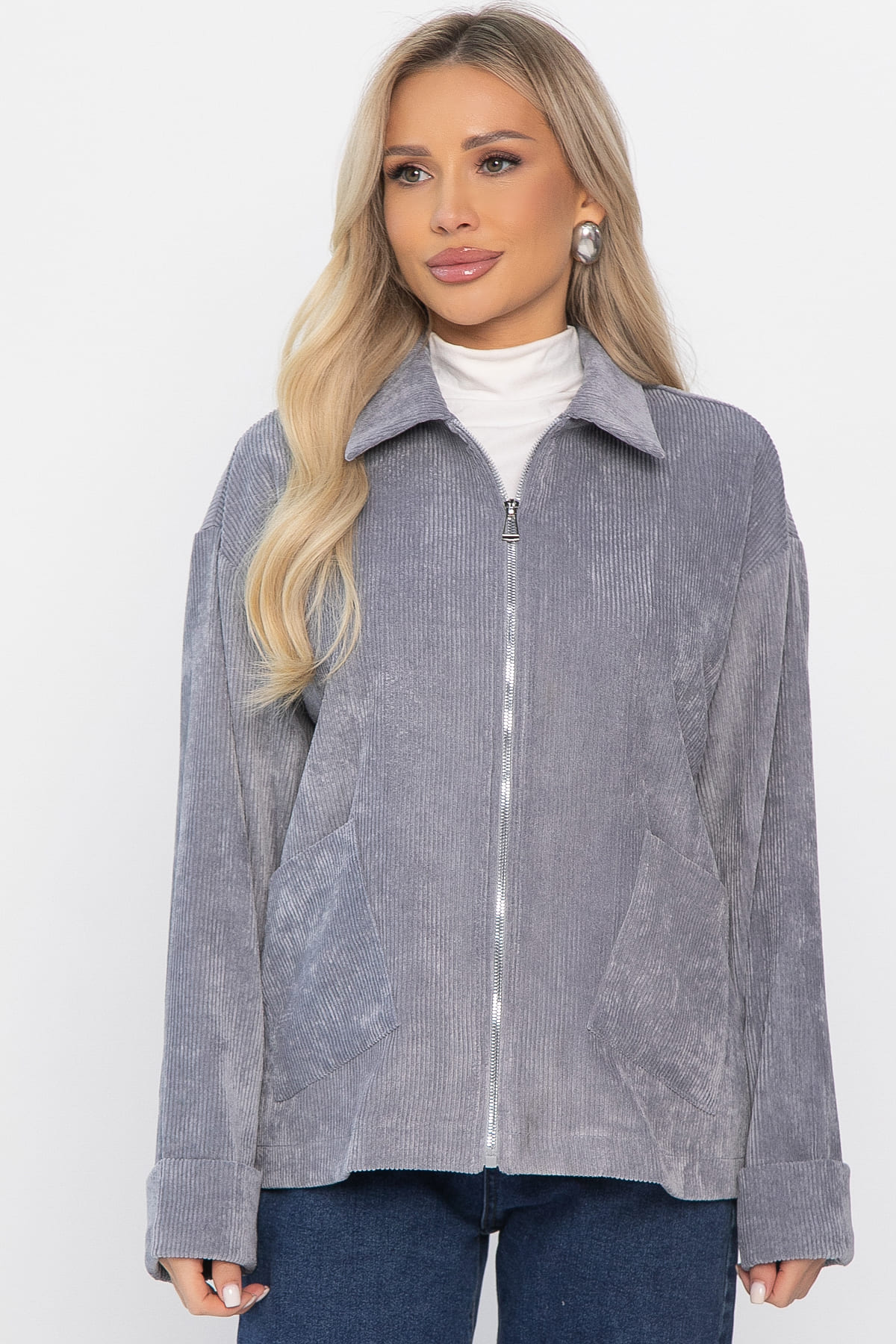 Жакет вельветовый Реджина (серый) Б14564-9М