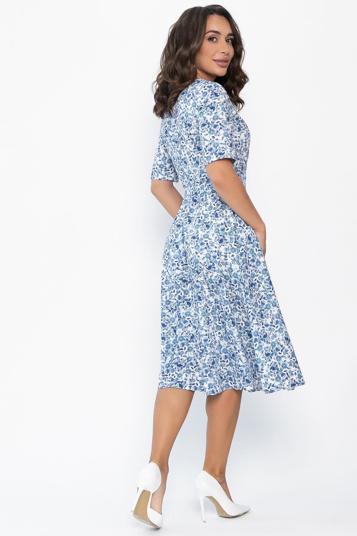 Платье Стиляги (бело-голубое) П13998-16М