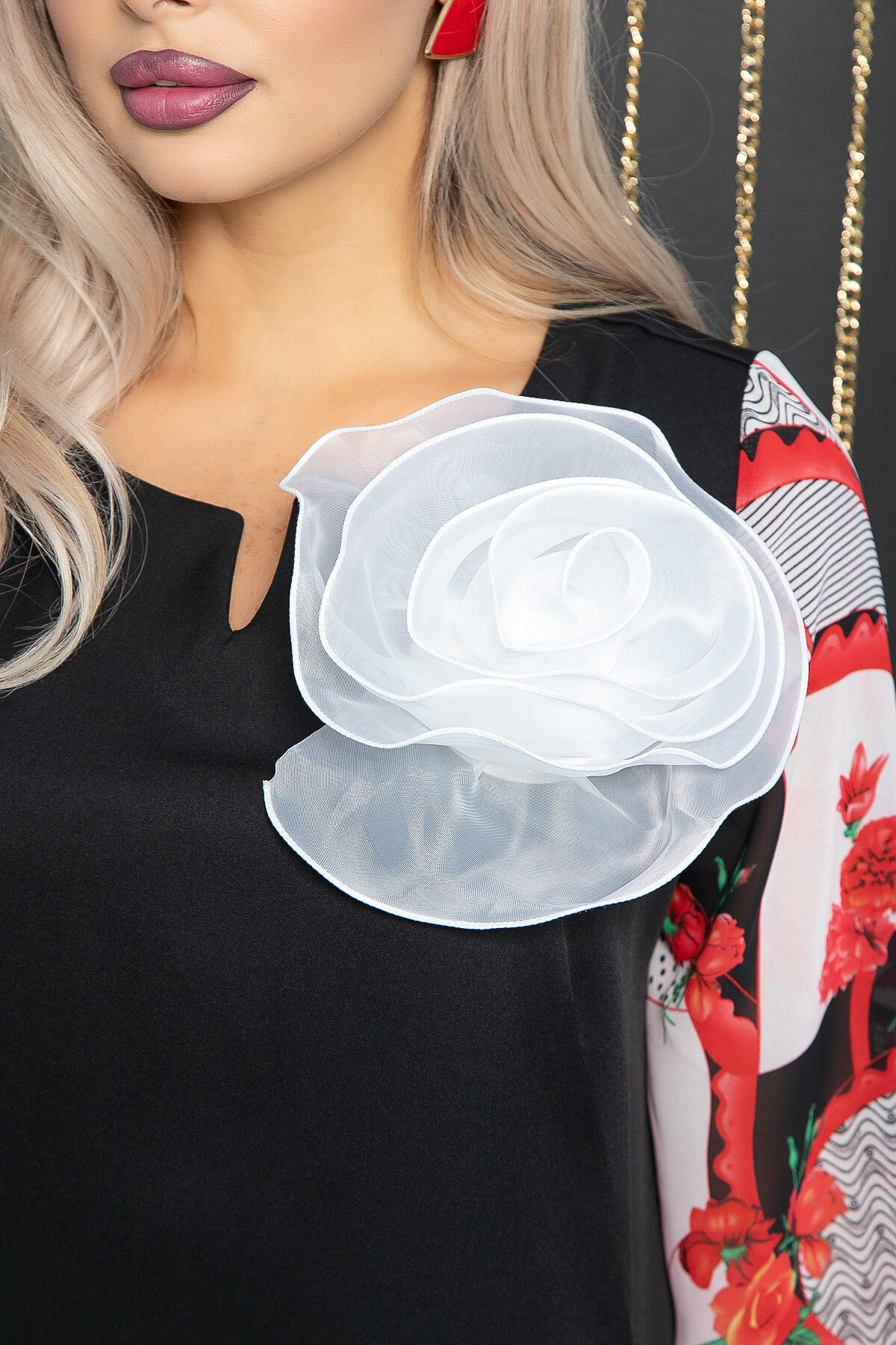 Платье Роза (черно-белое) П12121