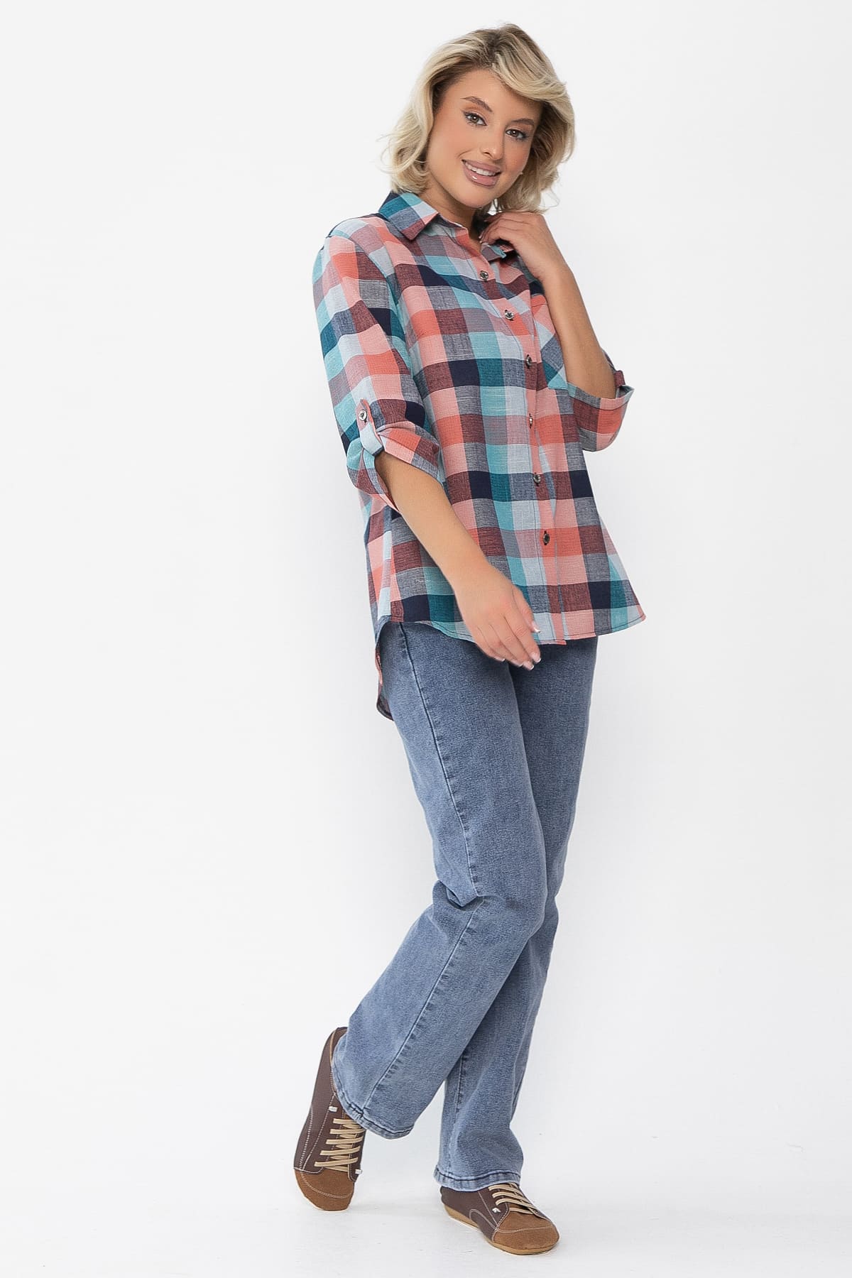 Рубашка Аланта НЬЮ (зелено-оранжевая) Б14038-18М