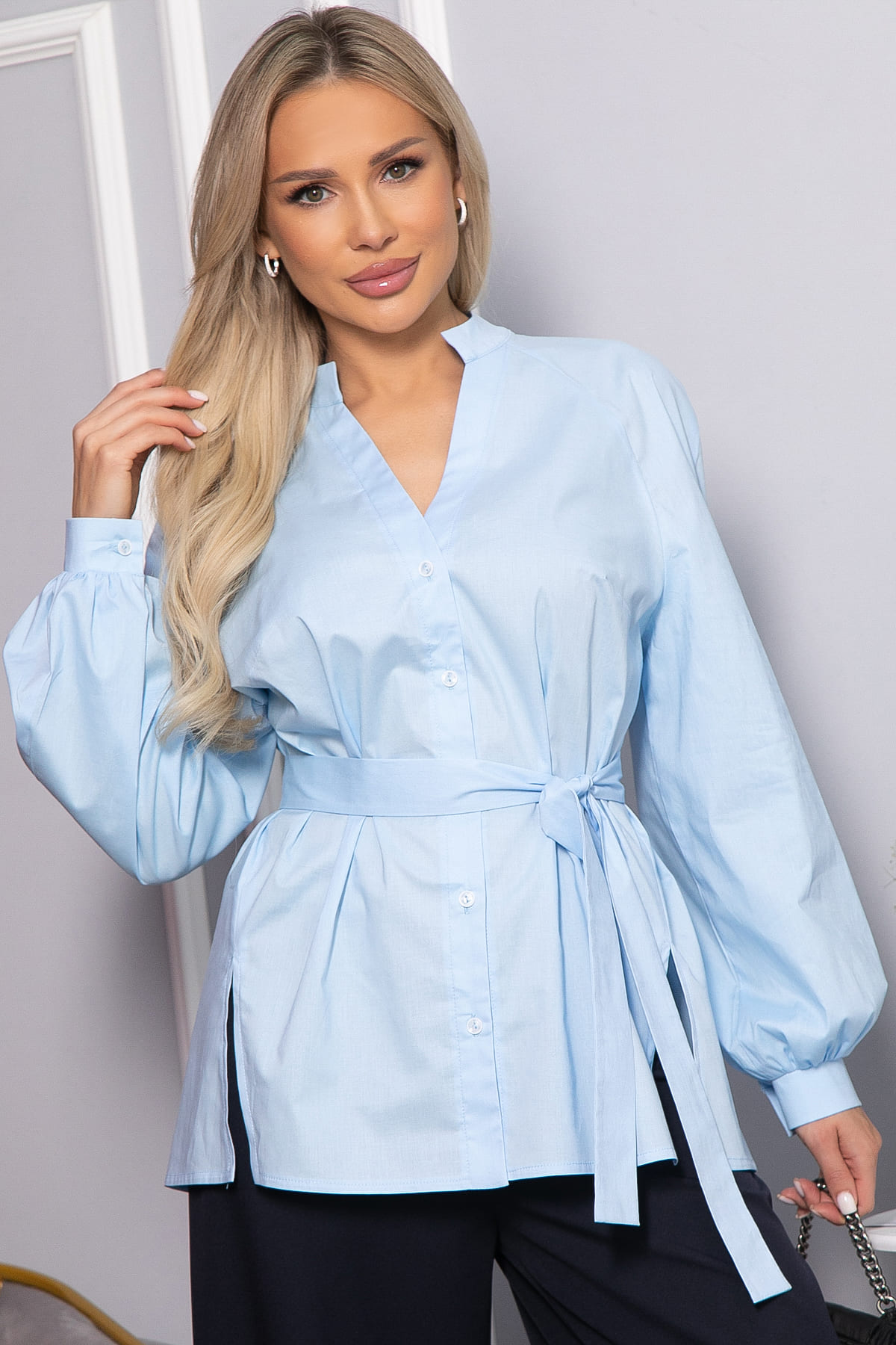 Блуза хлопковая Кристалия (голубая) Б14462-16М