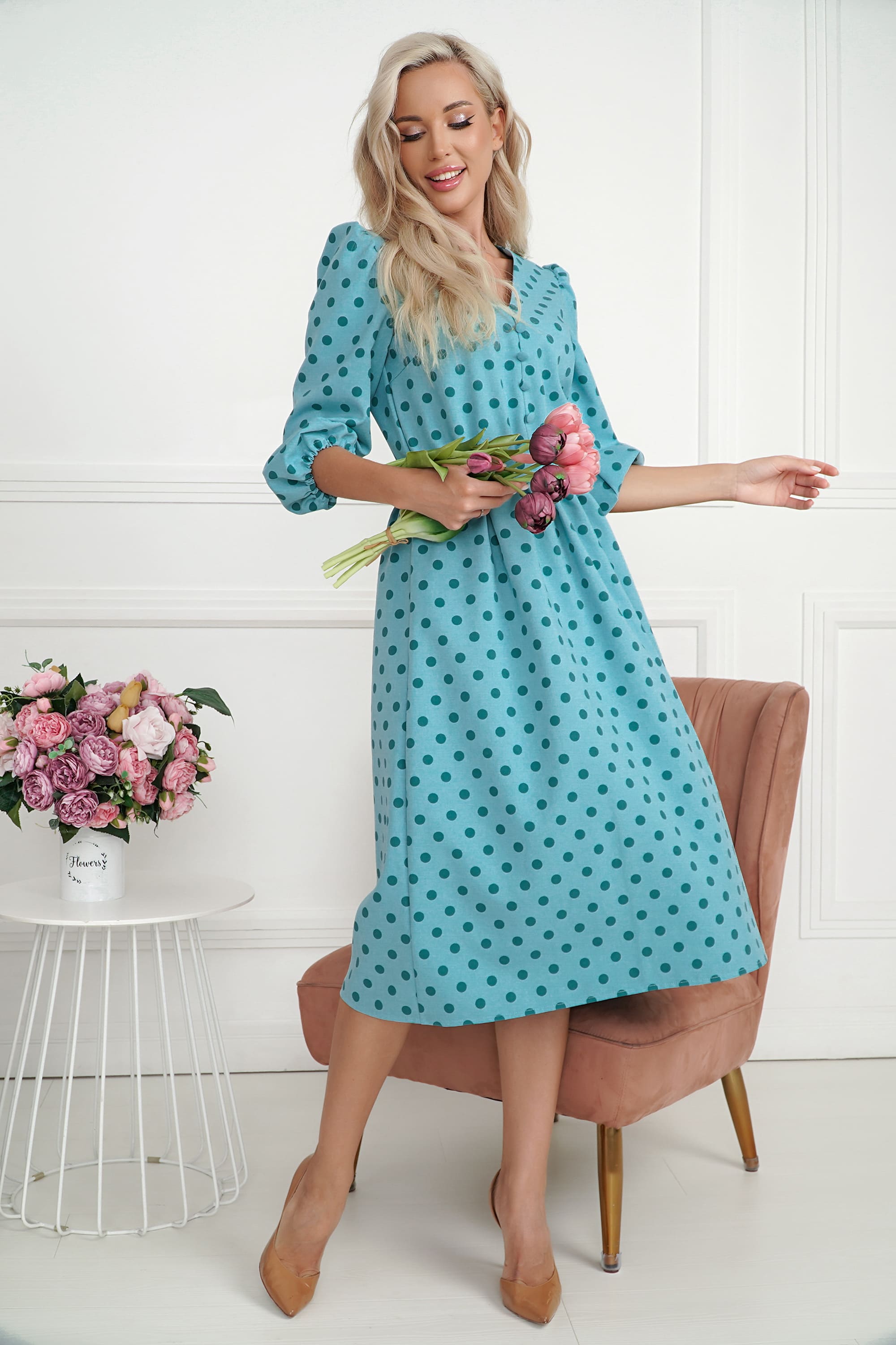 Платье Розетта (бирюзовое) П14114-45М