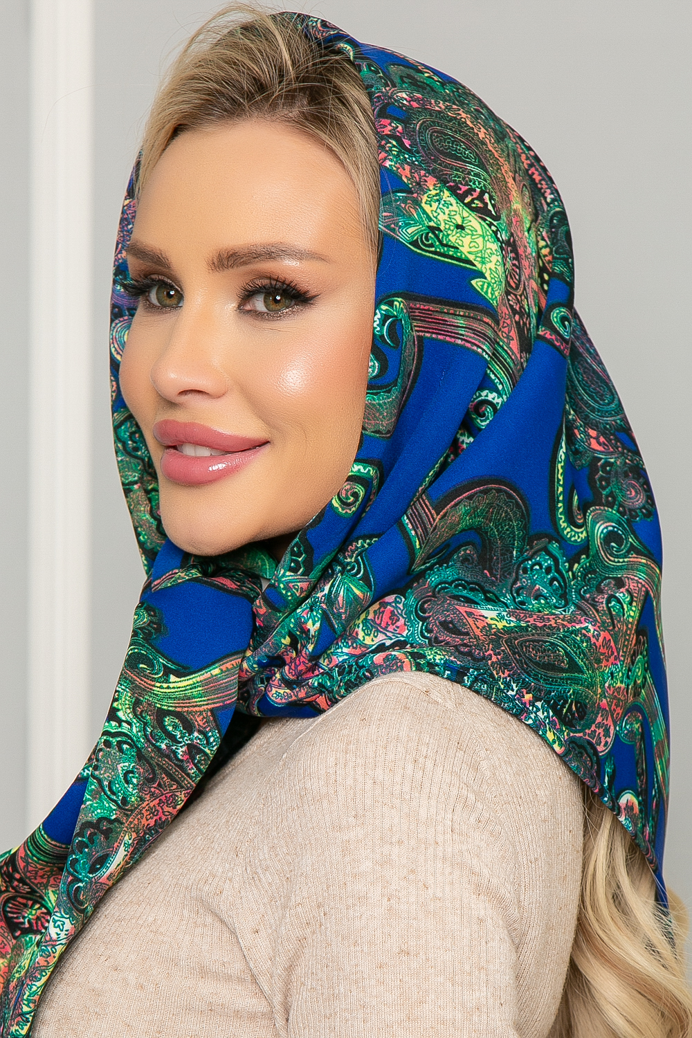 Косынка с подворотом Индия (зеленая) КП27-23М