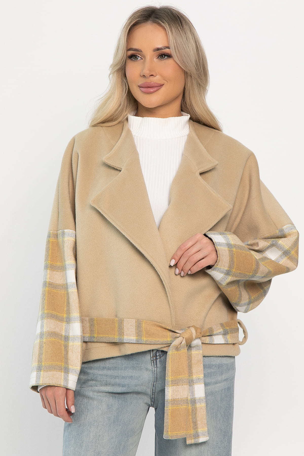 Пальто укороченное Хайт (бежевое) Б14314-7М