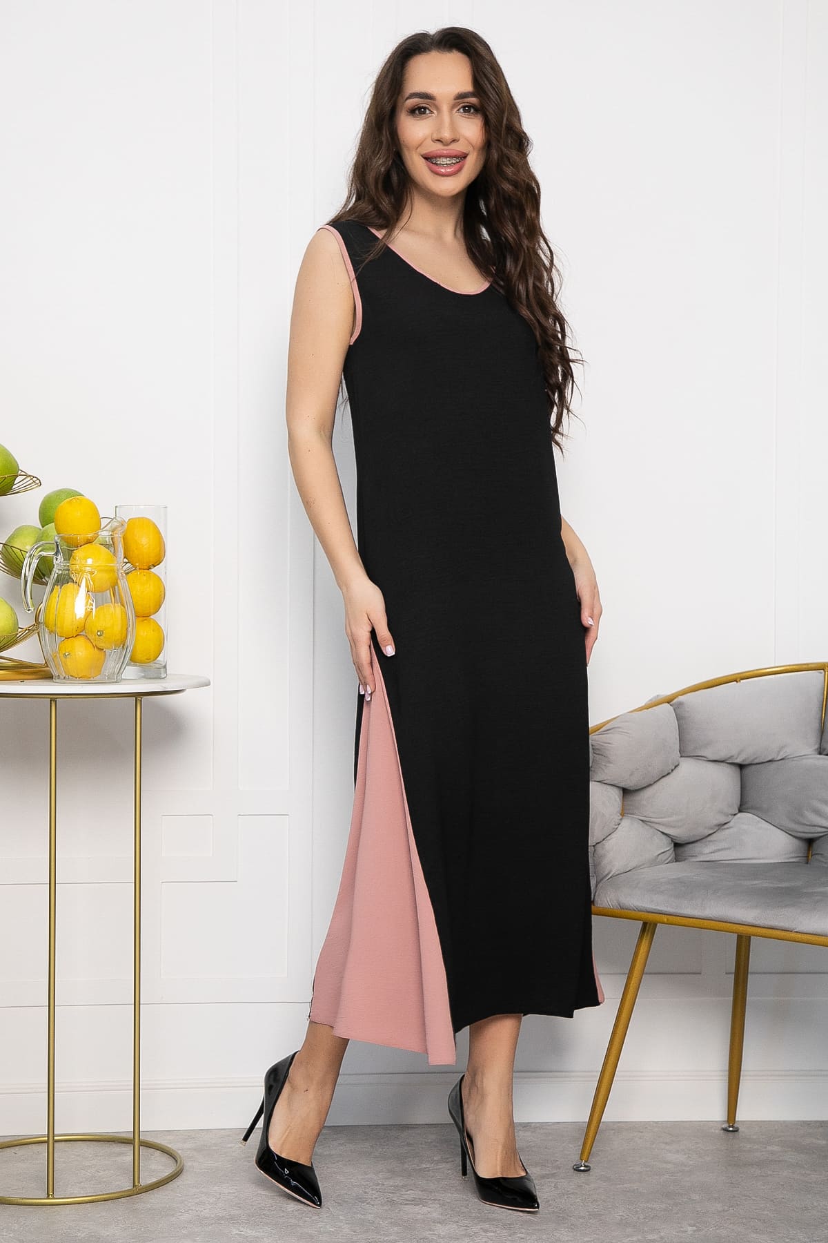 Сарафан Новый сезон (черно-розовый) П13630-10М