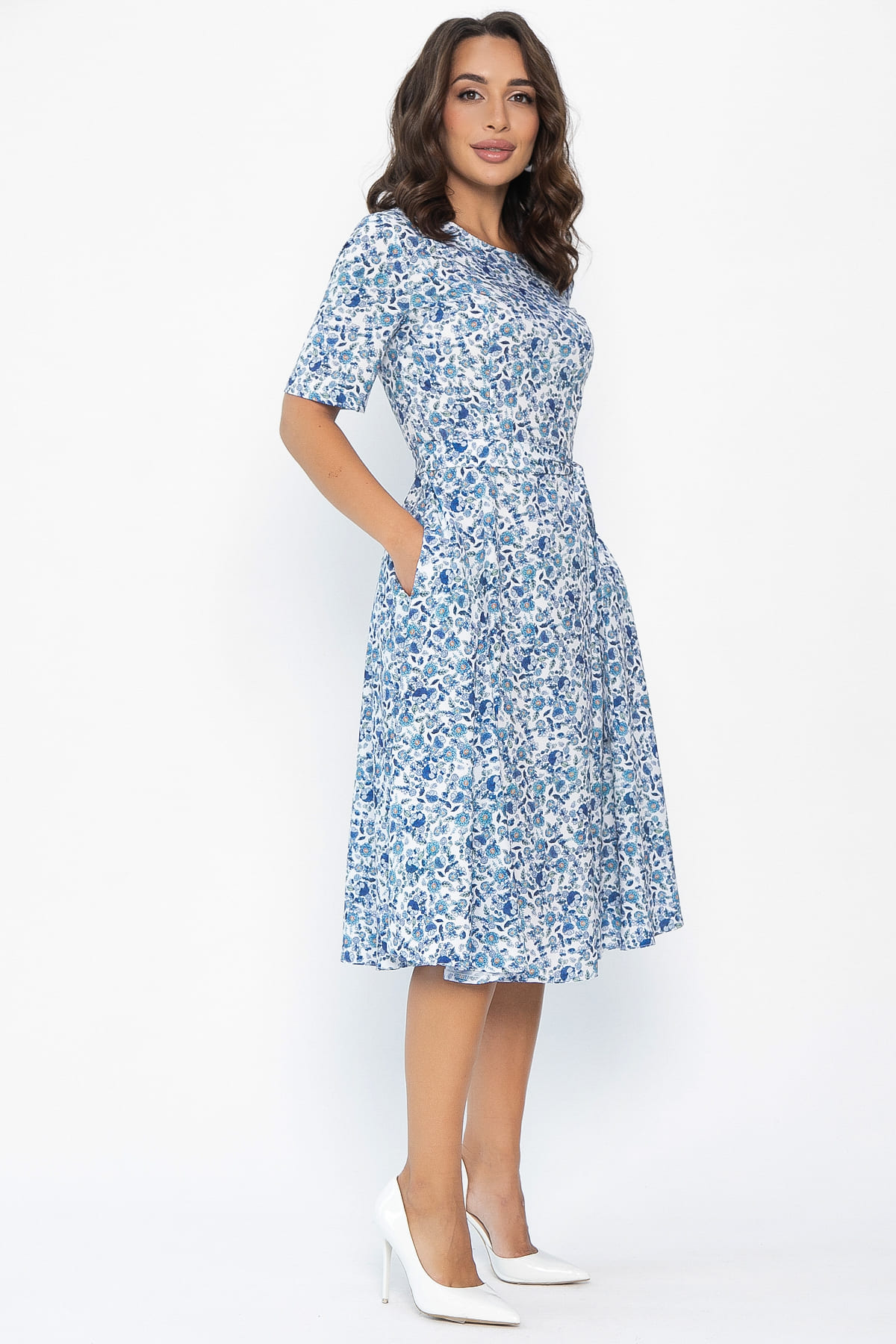 Платье Стиляги (бело-голубое) П13998-16М