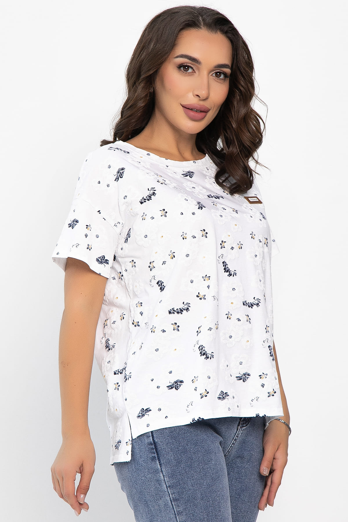 Футболка Мэнси (белая/цветы) Б14127-4М