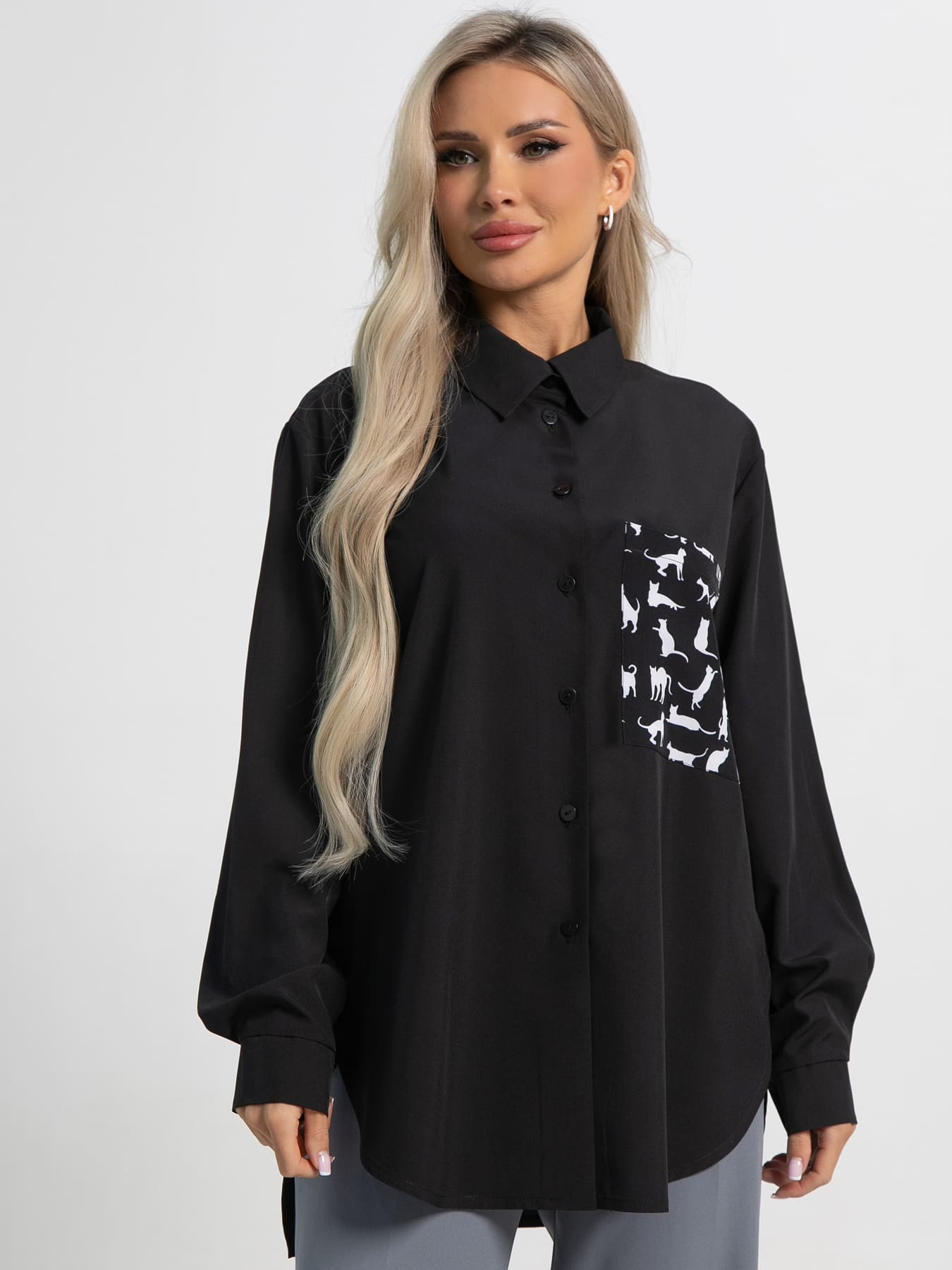 Рубашка Паола (черная) Б15481-8М