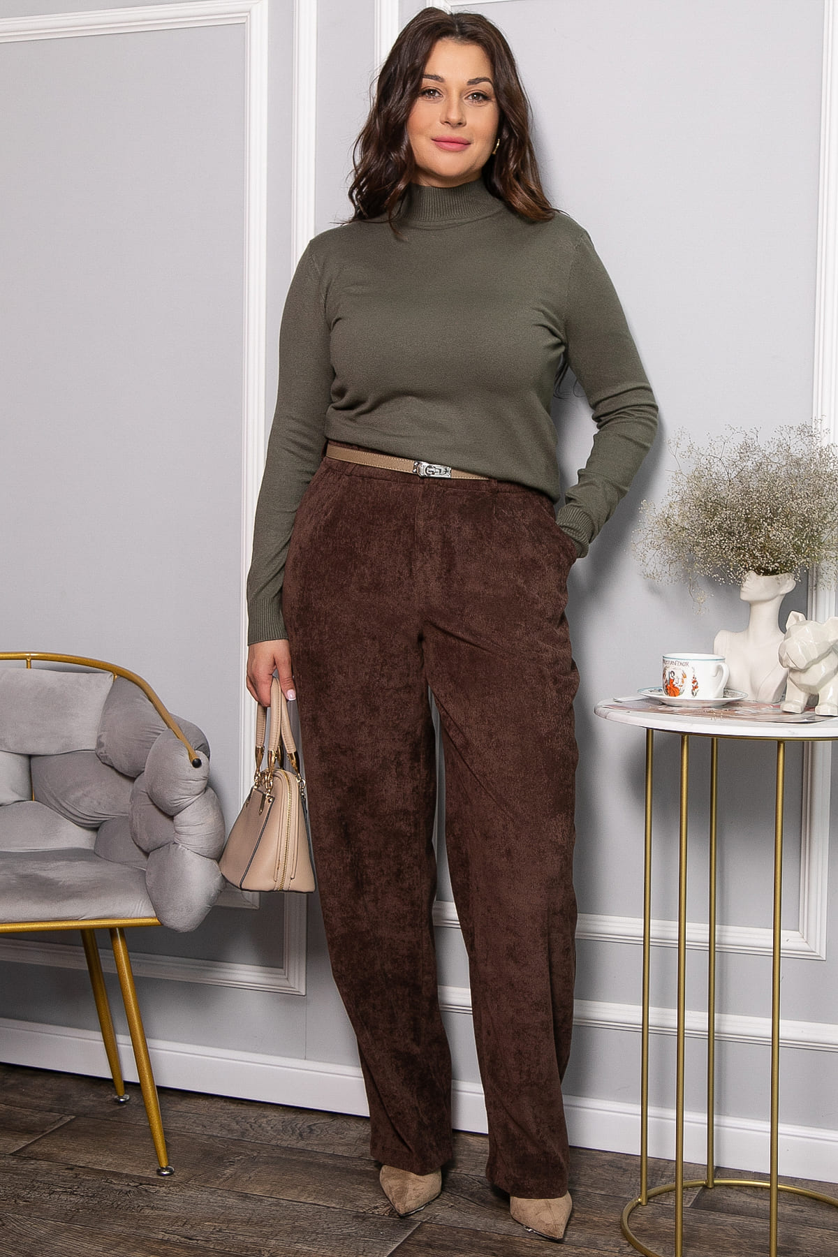 Брюки вельветовые Брауни (коричневые) Б14442-25М