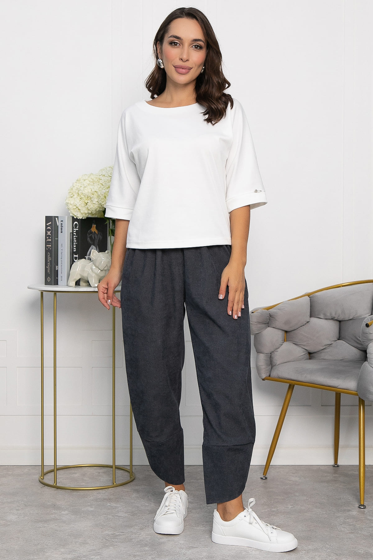 Брюки бохо (серые) Б12847-10М