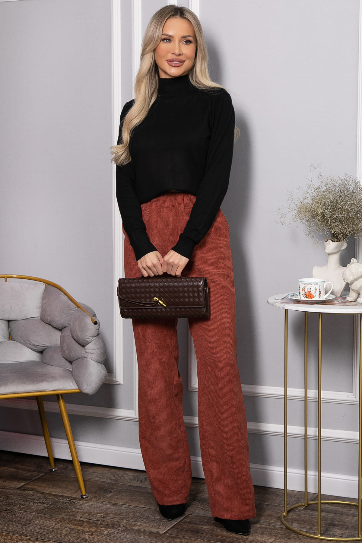 Брюки вельветовые Динара (коричневые) Б14630-39М